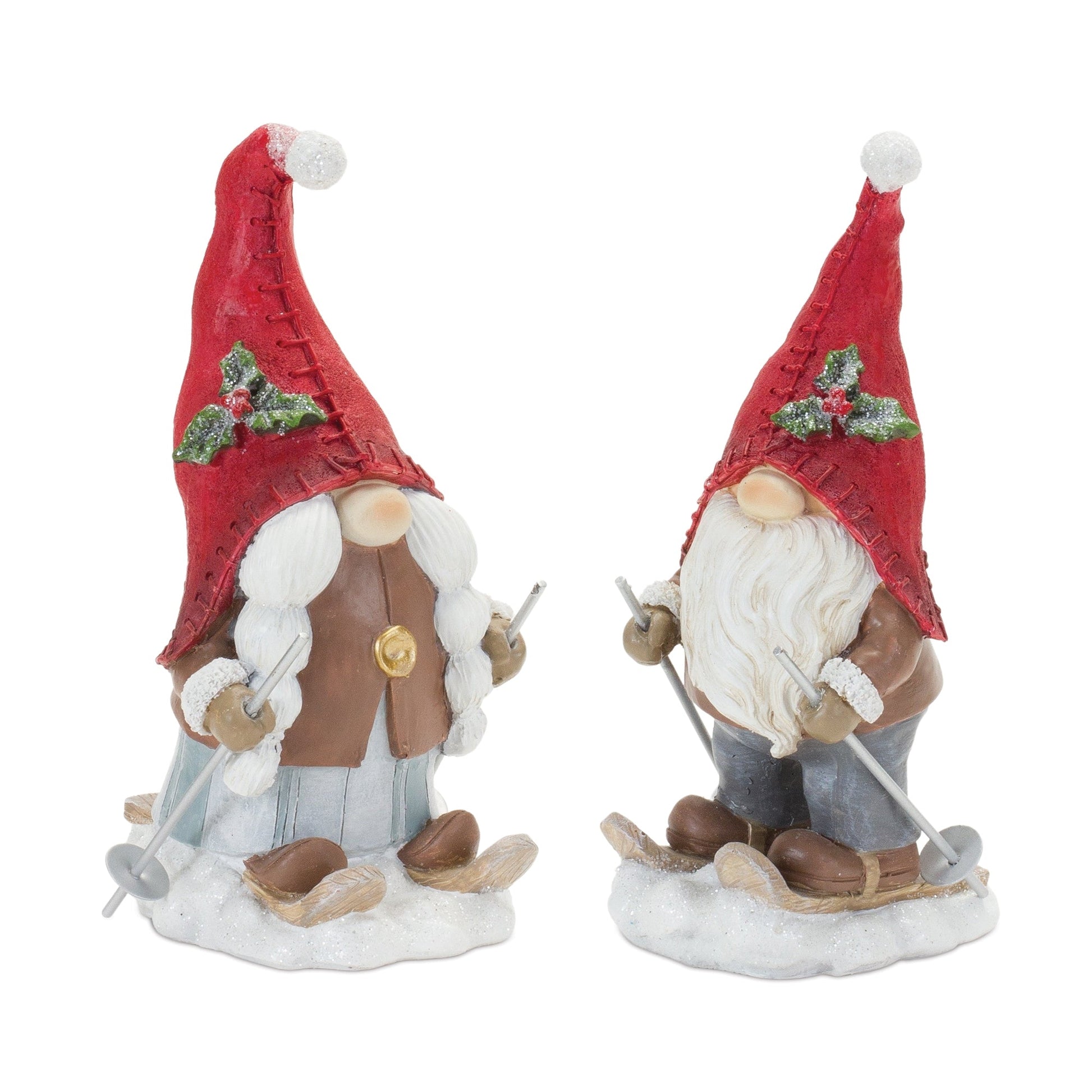 Winter-Gnome-on-Skis-Figurine-(Set-of-4)-Christmas-Decor
