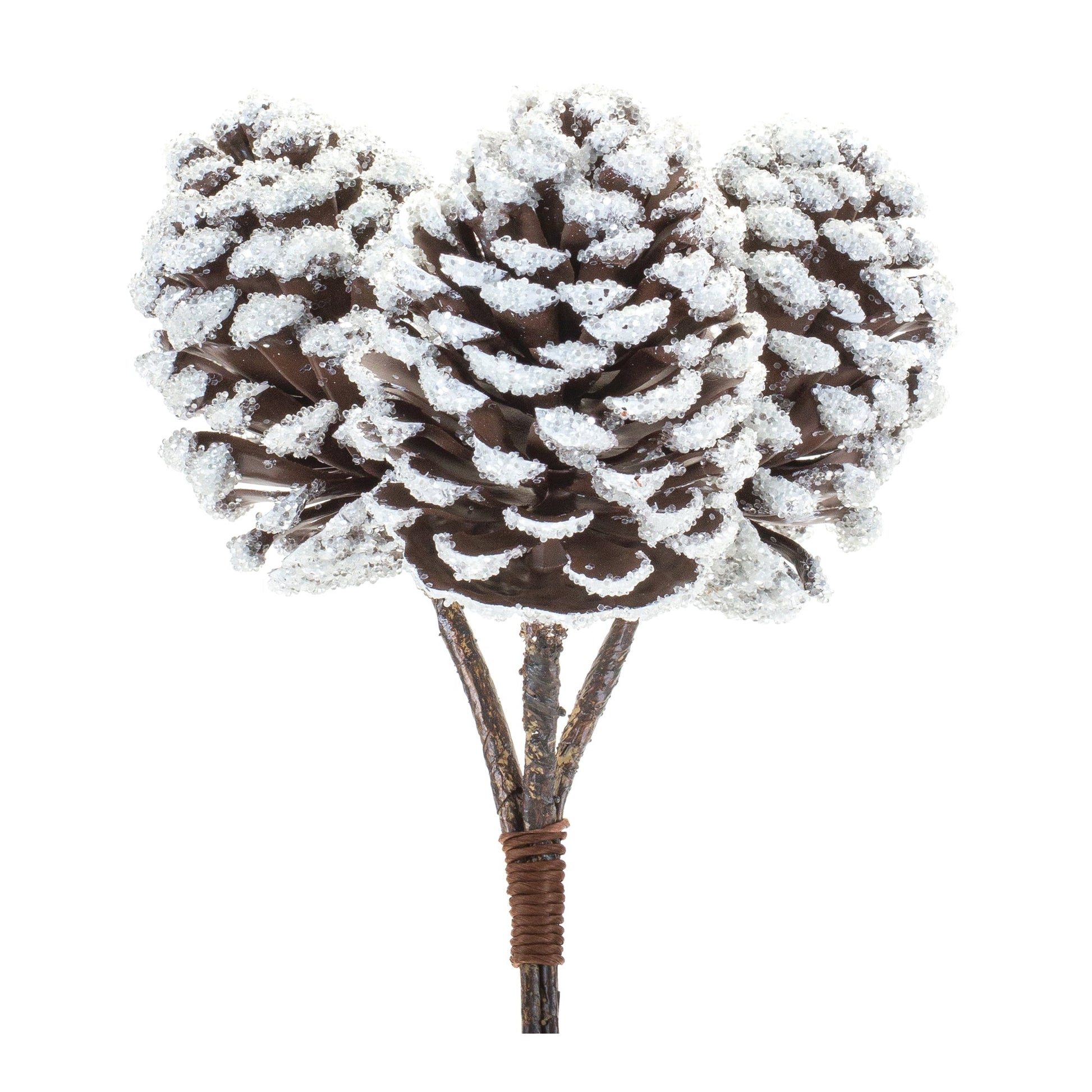 Flocked-Pine-Cone-Bundle-(Set-of-6)-Christmas-Decor