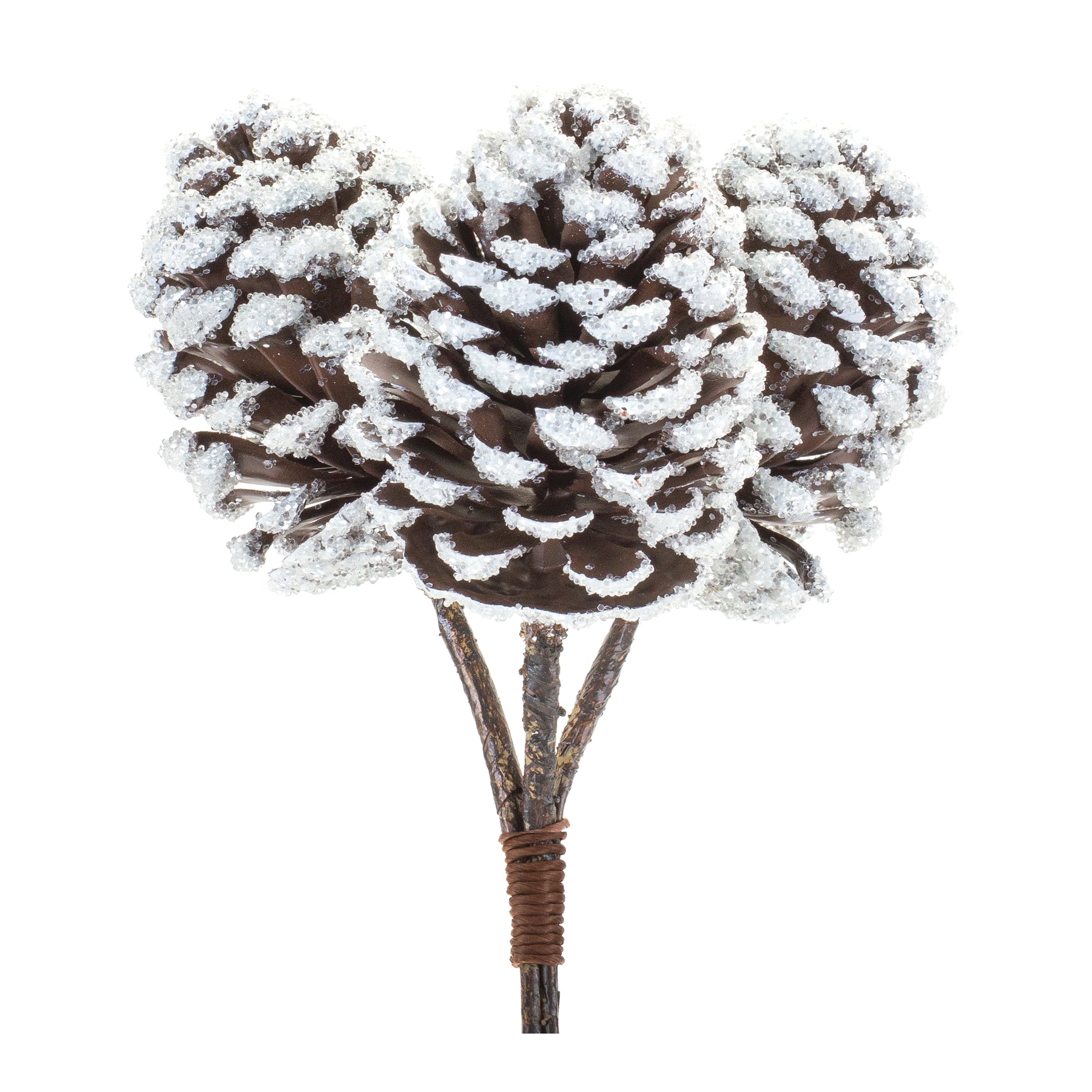 Flocked-Pine-Cone-Bundle-(Set-of-6)-Christmas-Decor