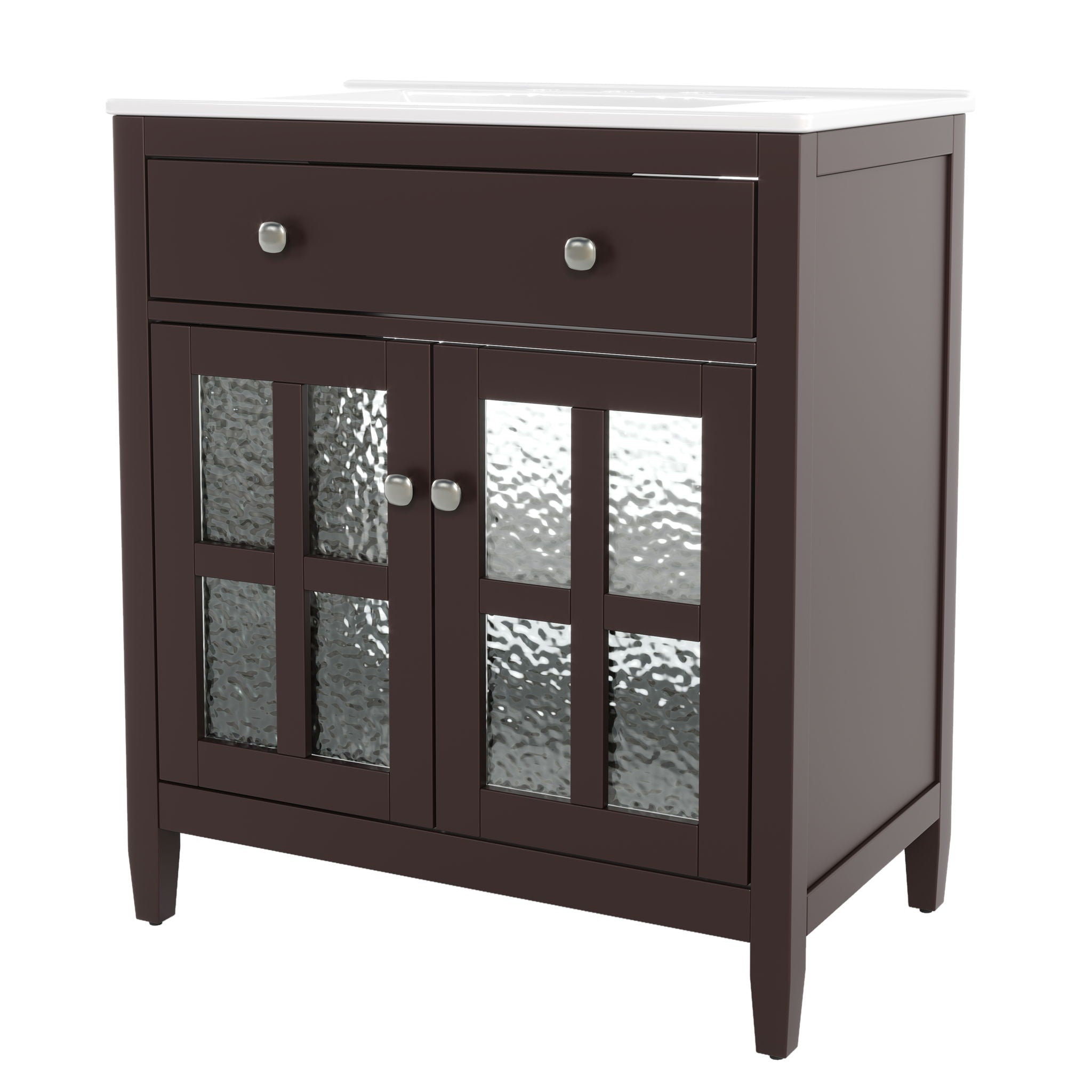 Bathroom Vanity With Ceramic Sink, Adjustable Shelf & Tip Out Tray