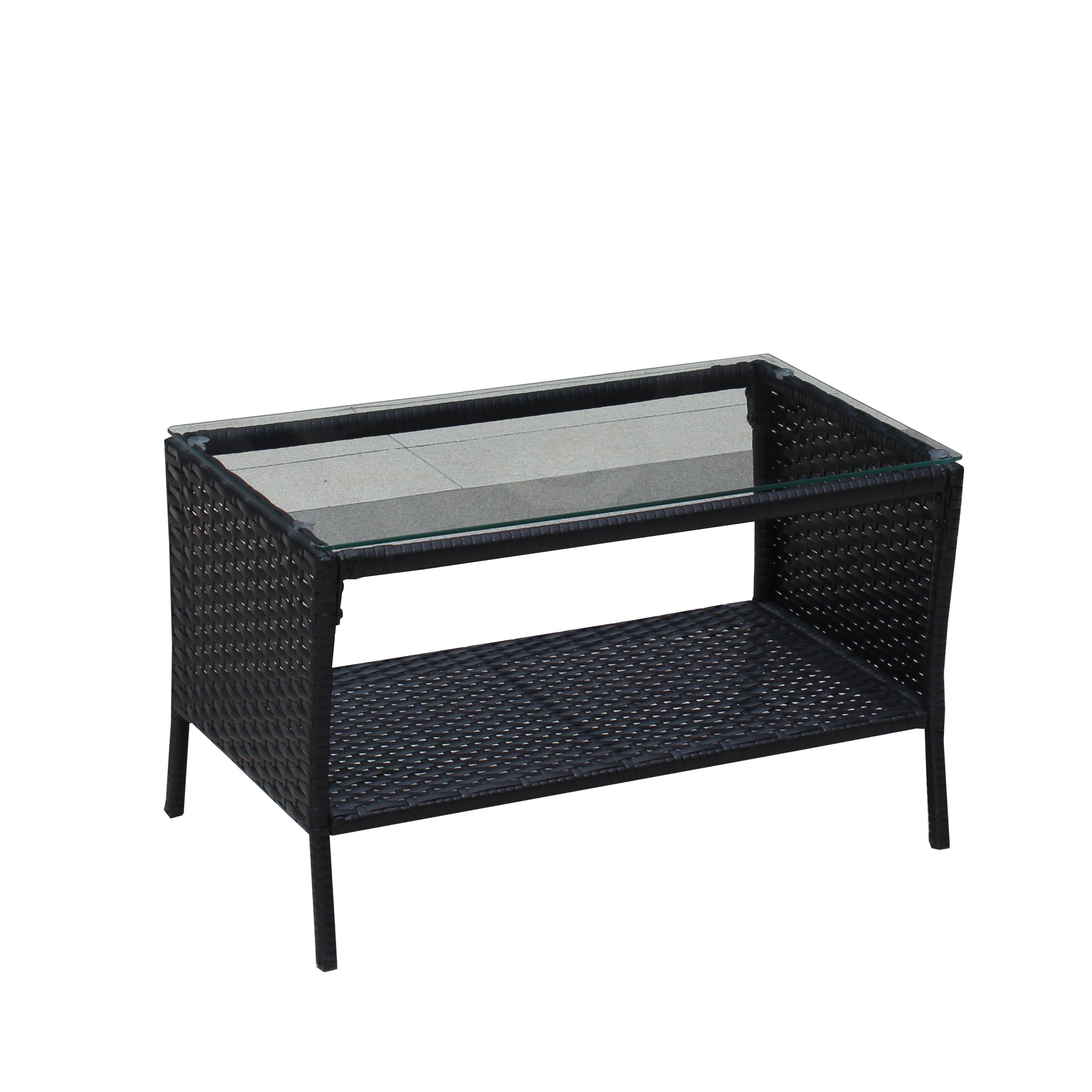 4 PC Rattan Patio Furniture Set Outdoor Cushioned Wicker Sofa