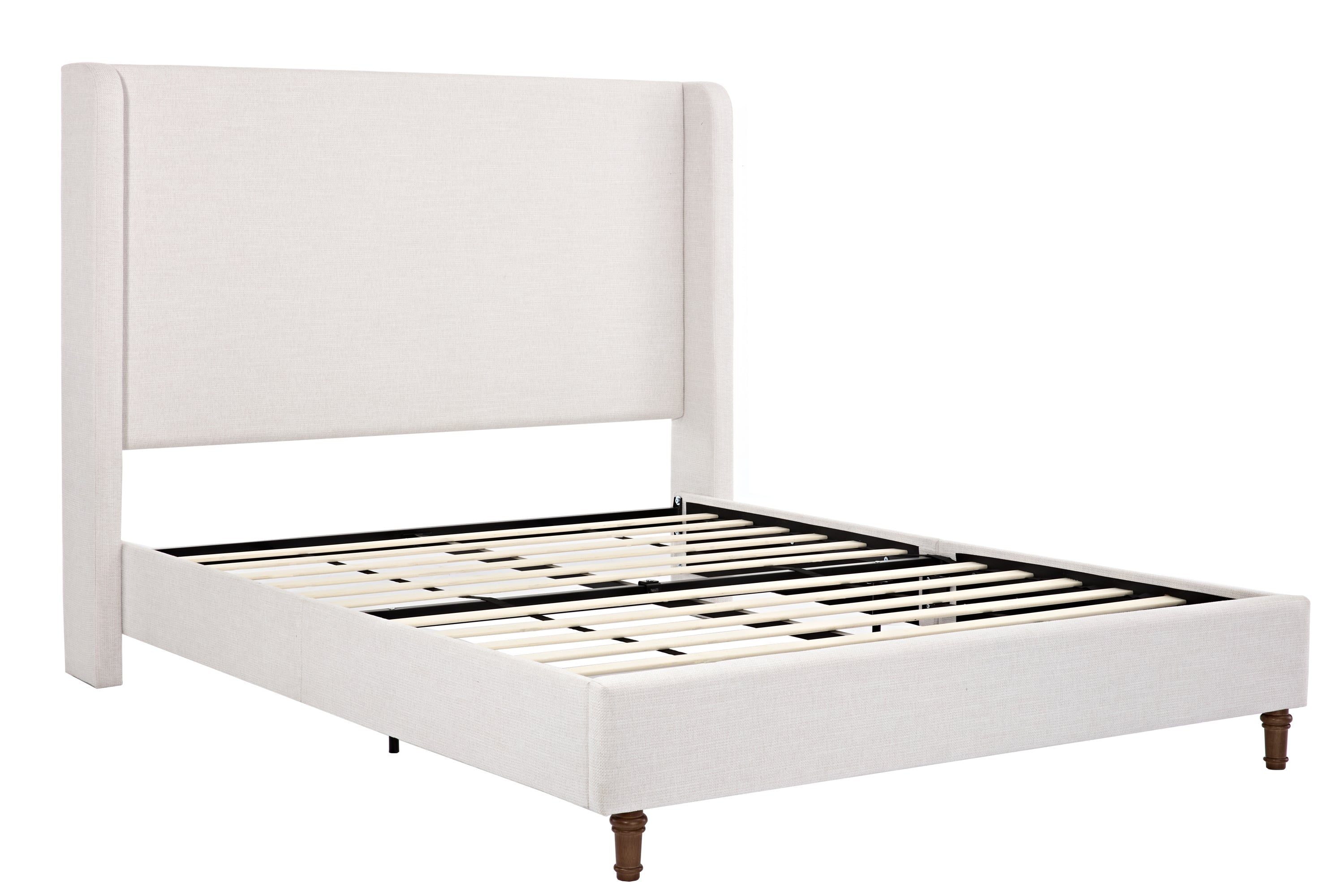 Harper upholstered bed, 54" headboard, textured ivory canvas
