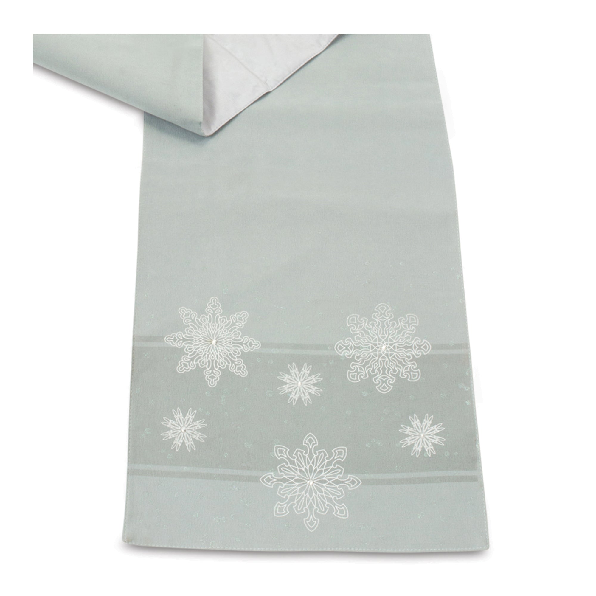Embroidered Snowflake Table Runner 72"L
