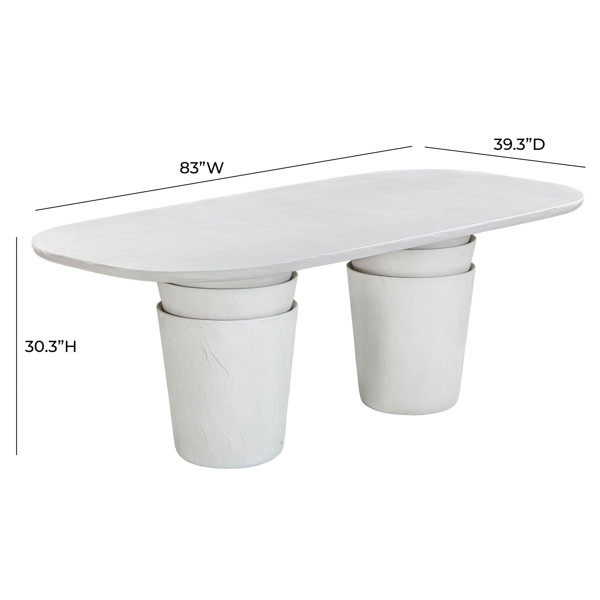 Margot - Faux Plaster Indoor / Outdoor Concrete Dining Table - Light Gray