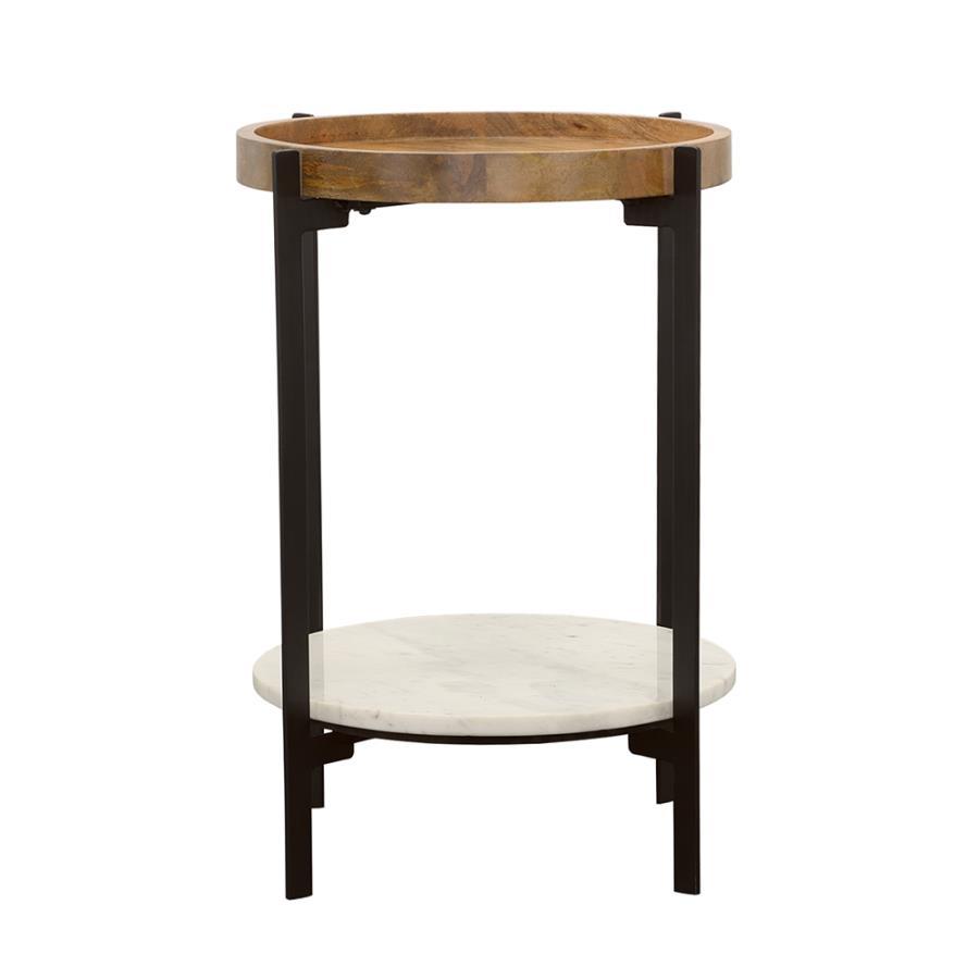 Adhvik - Round Table With Marble Shelf - Best Buy Furniture