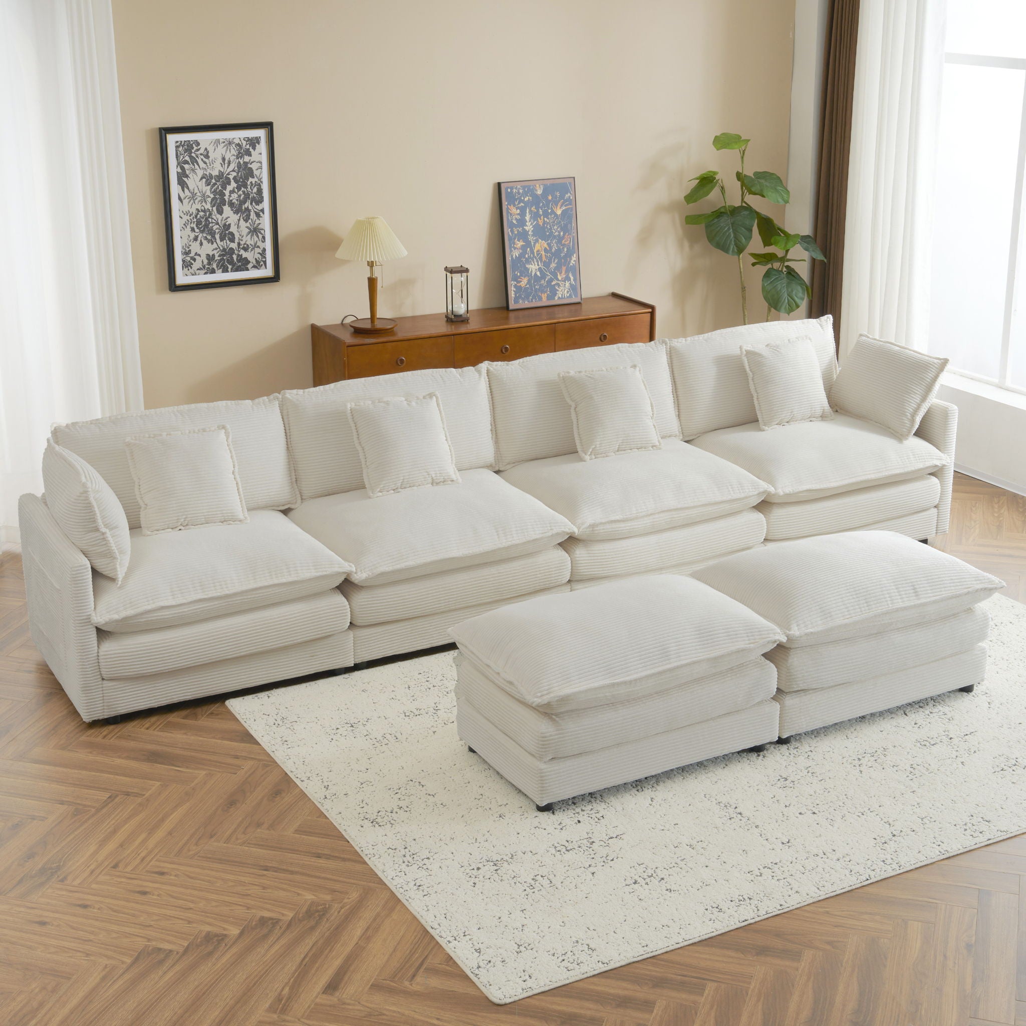 Modern Modular Sectional Sofa With Side Storage Pockets For Living Room