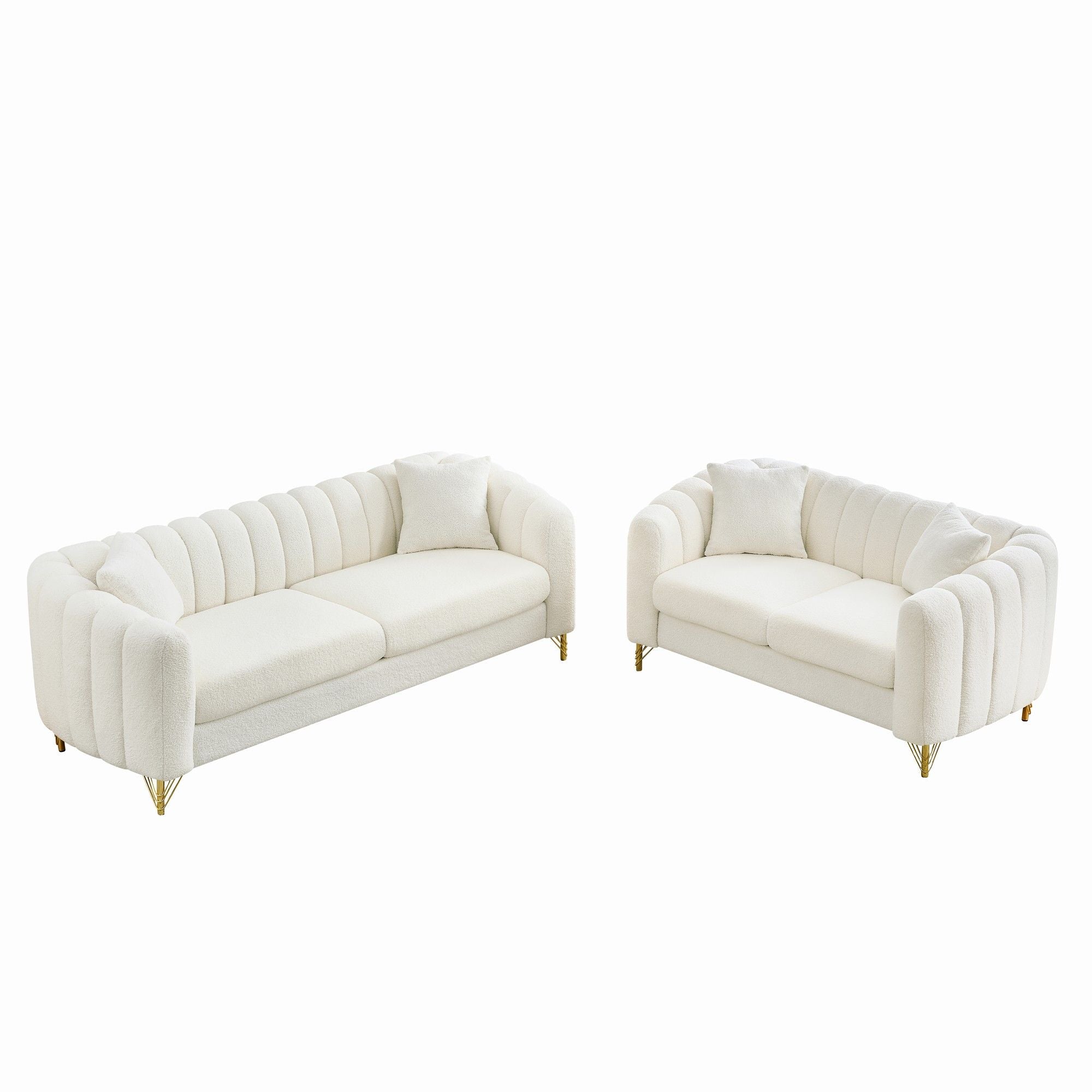Oversized Sofa, 3 And 2 Seater - Beige