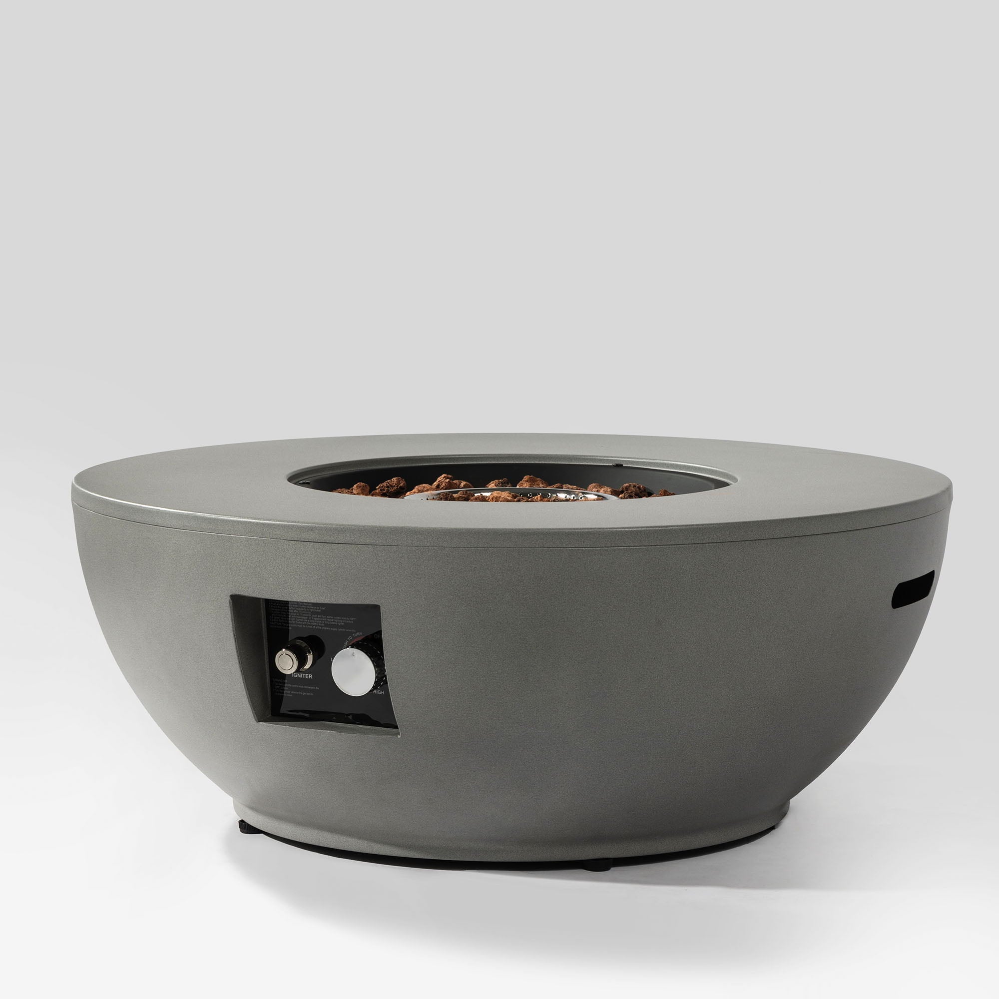 36" Propane Gas Fire Pit Table, 50000 Btu Round Steel Fire Pit With Tank Holder For Outside Patio Deck Garden Backyard - Gray