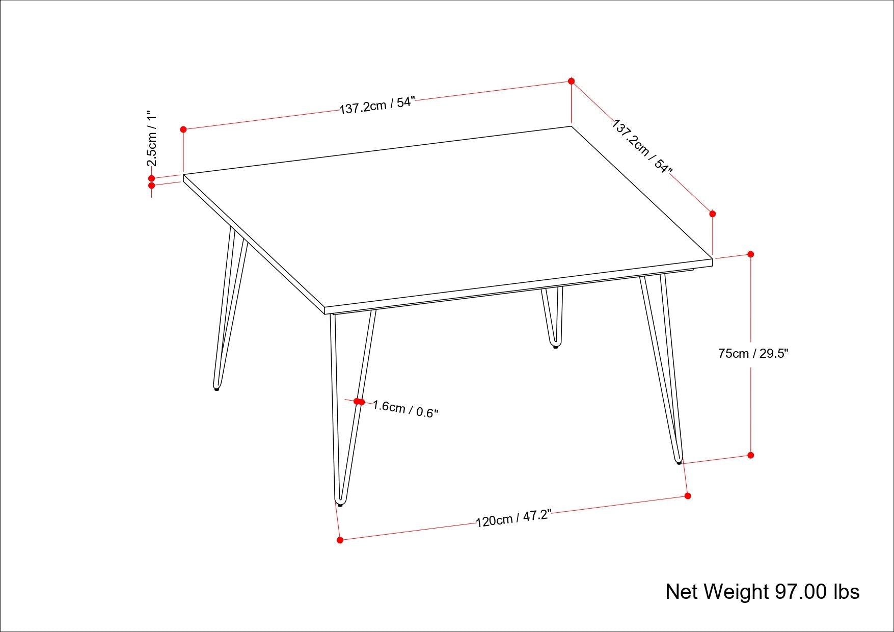Hunter - Square Tabletop Dining Table