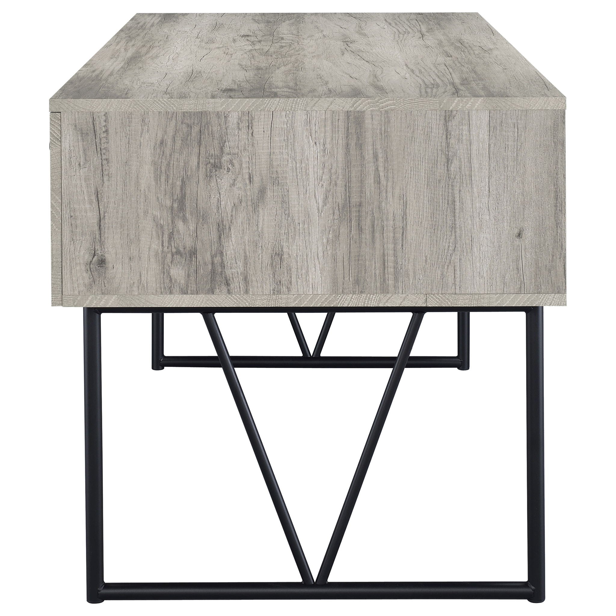Rustic Industrial Charm Writing Desk With 4 Drawers And Open Shelf