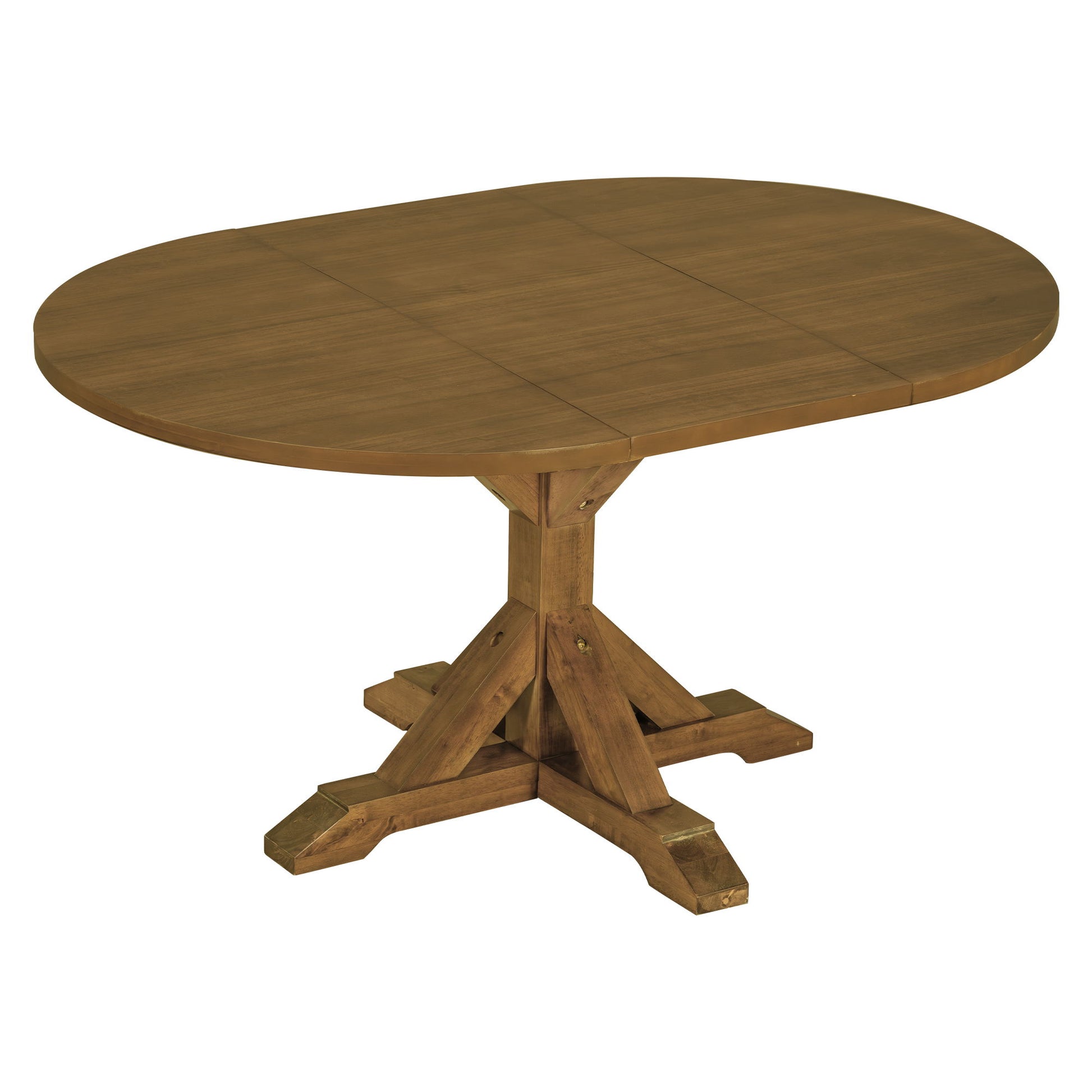 Topmax - 6 Piece Farmhouse Extendable Pedestal Dining Table Set With 18Inch Removable Leaf, Bench And 4 Ladder Back Dining Chairs - Best Buy Furniture