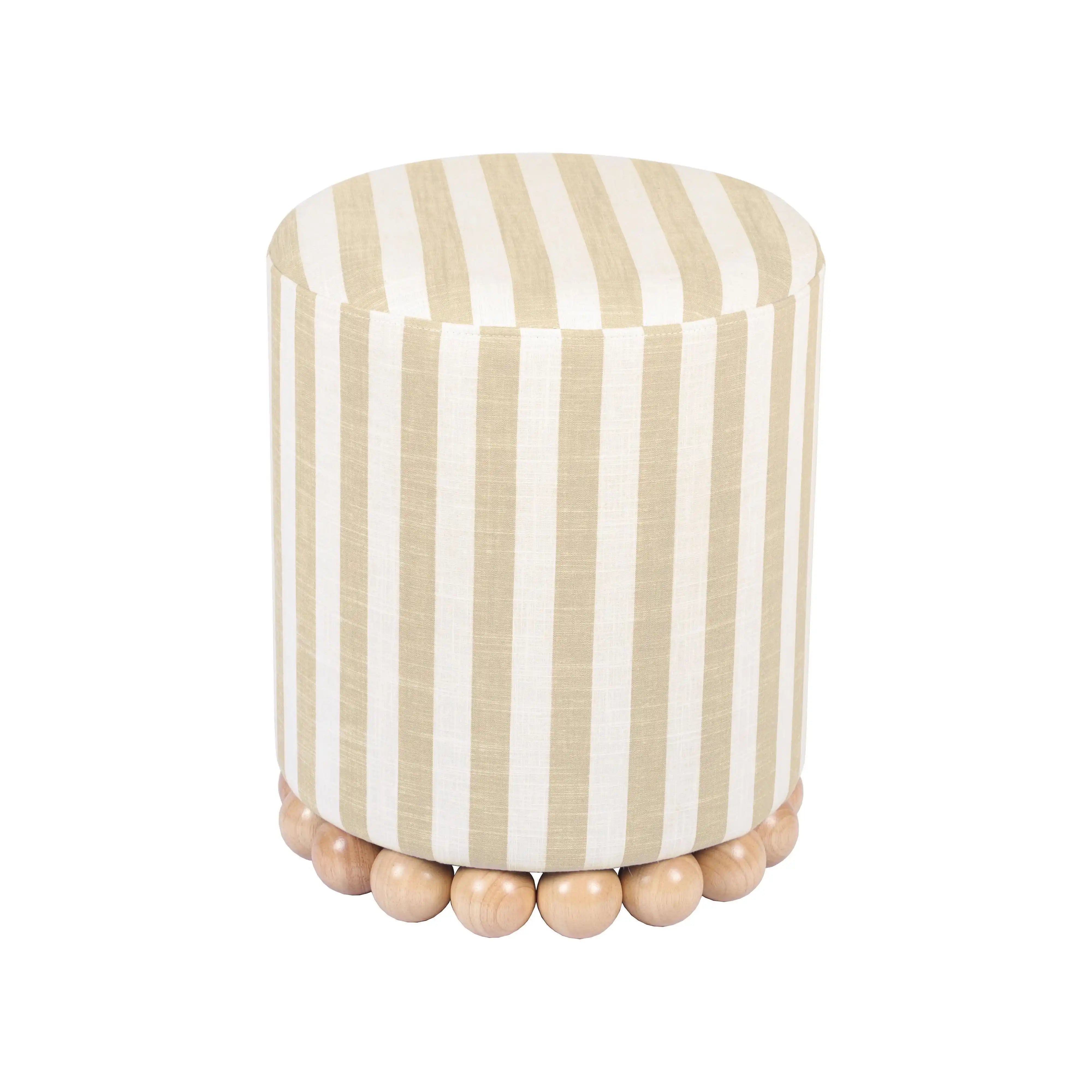 Dex - Striped Linen Ottoman