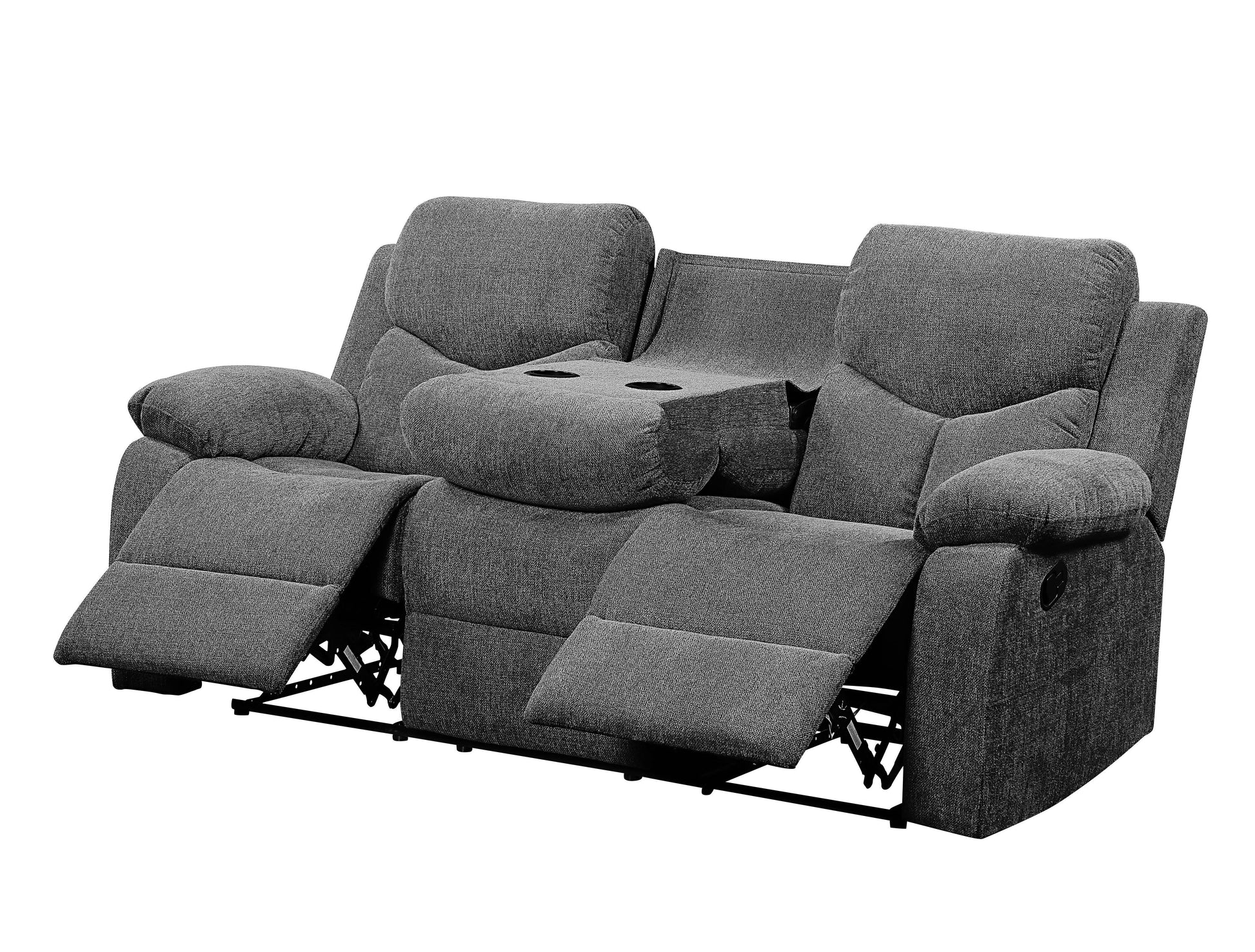 Kalen - Chenille Sofa With Drop Down Table - Gray - Best Buy Furniture
