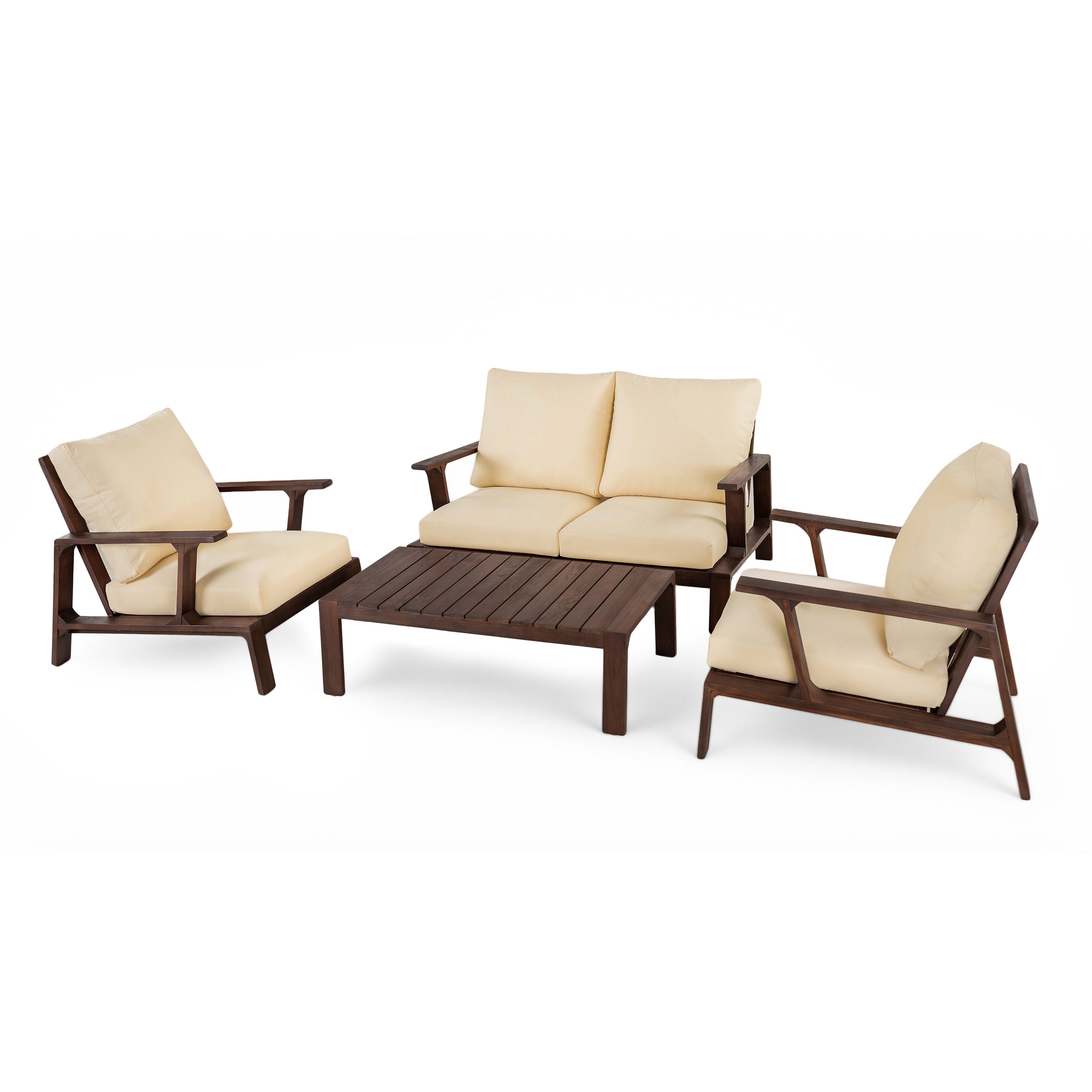 4-Piece Outdoor Sofa Set with Cushions and Coffee Table