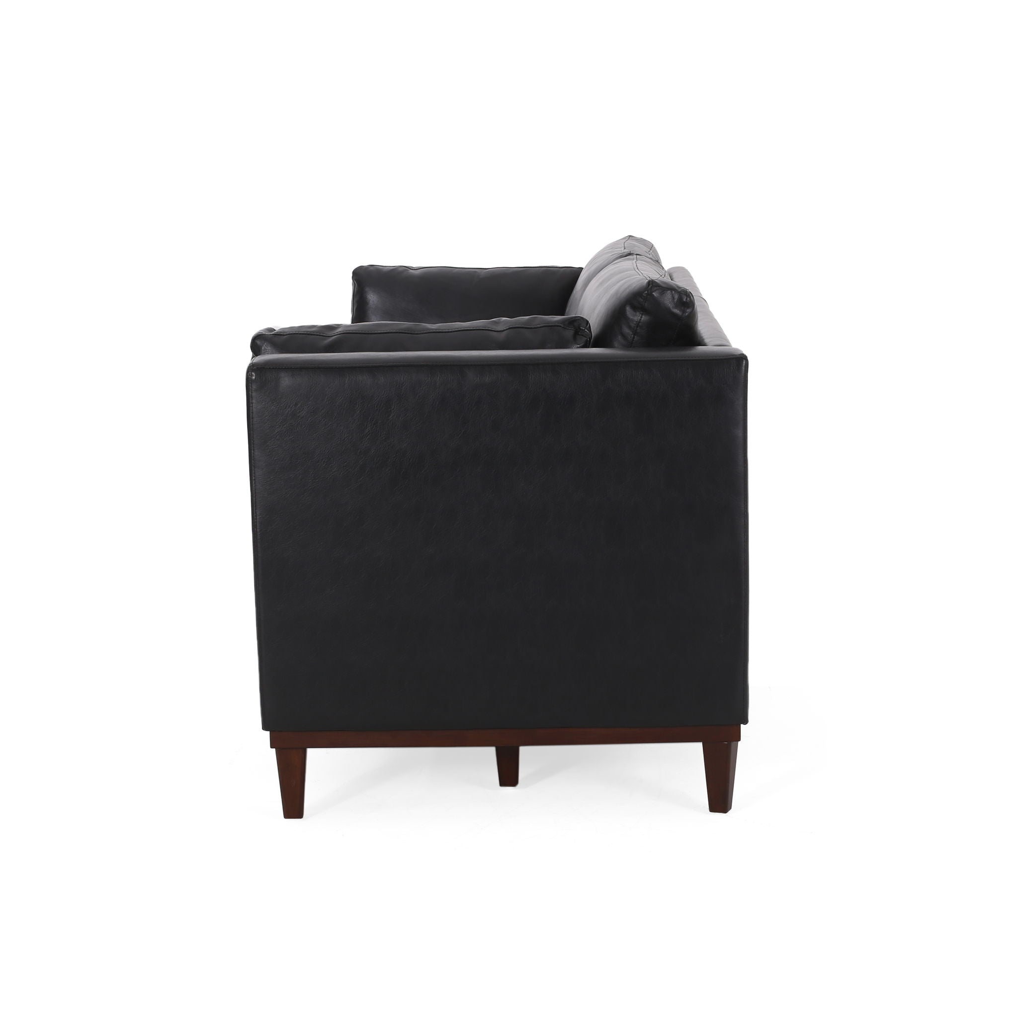 Contemporary 3 Seater Sofa With Tuxedo Arms - Black