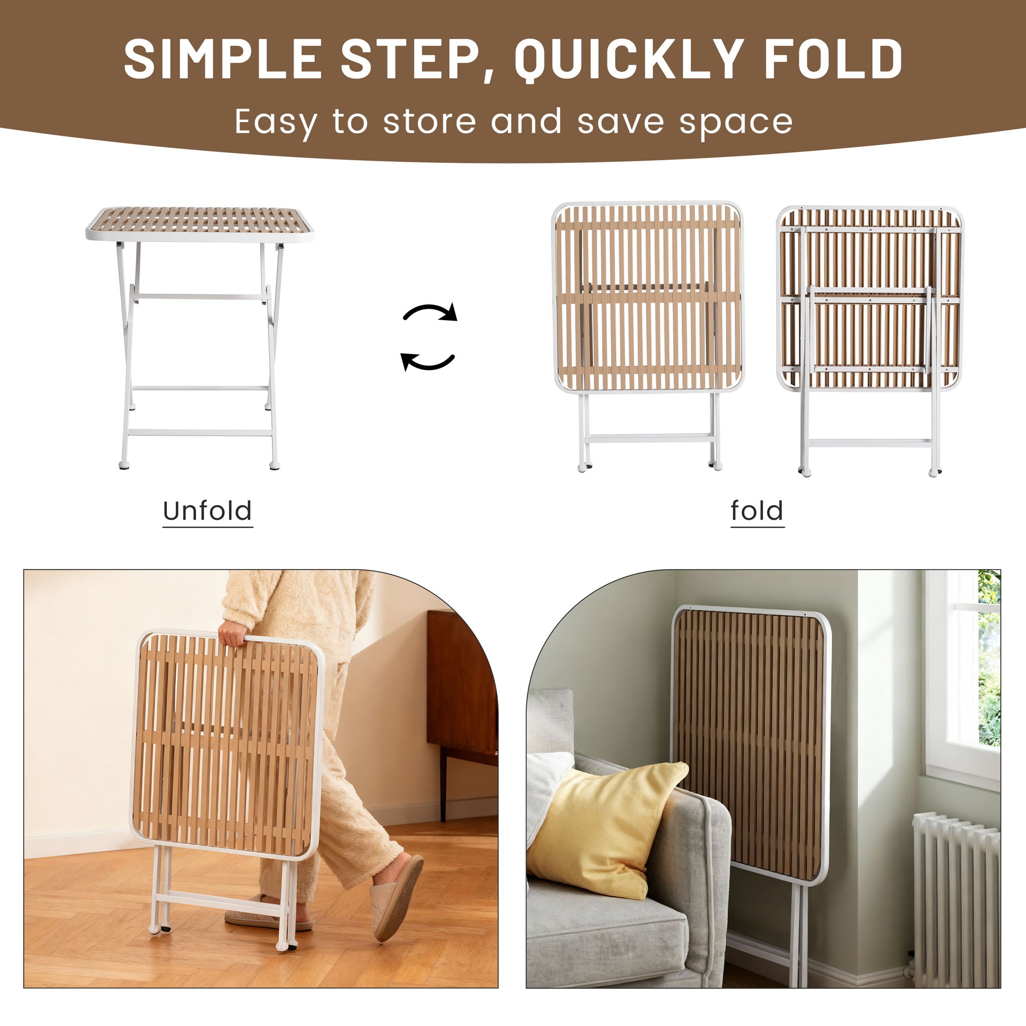 4 Piece Set Of Modern Color Block Designed Single Chairs With Folding Square Table