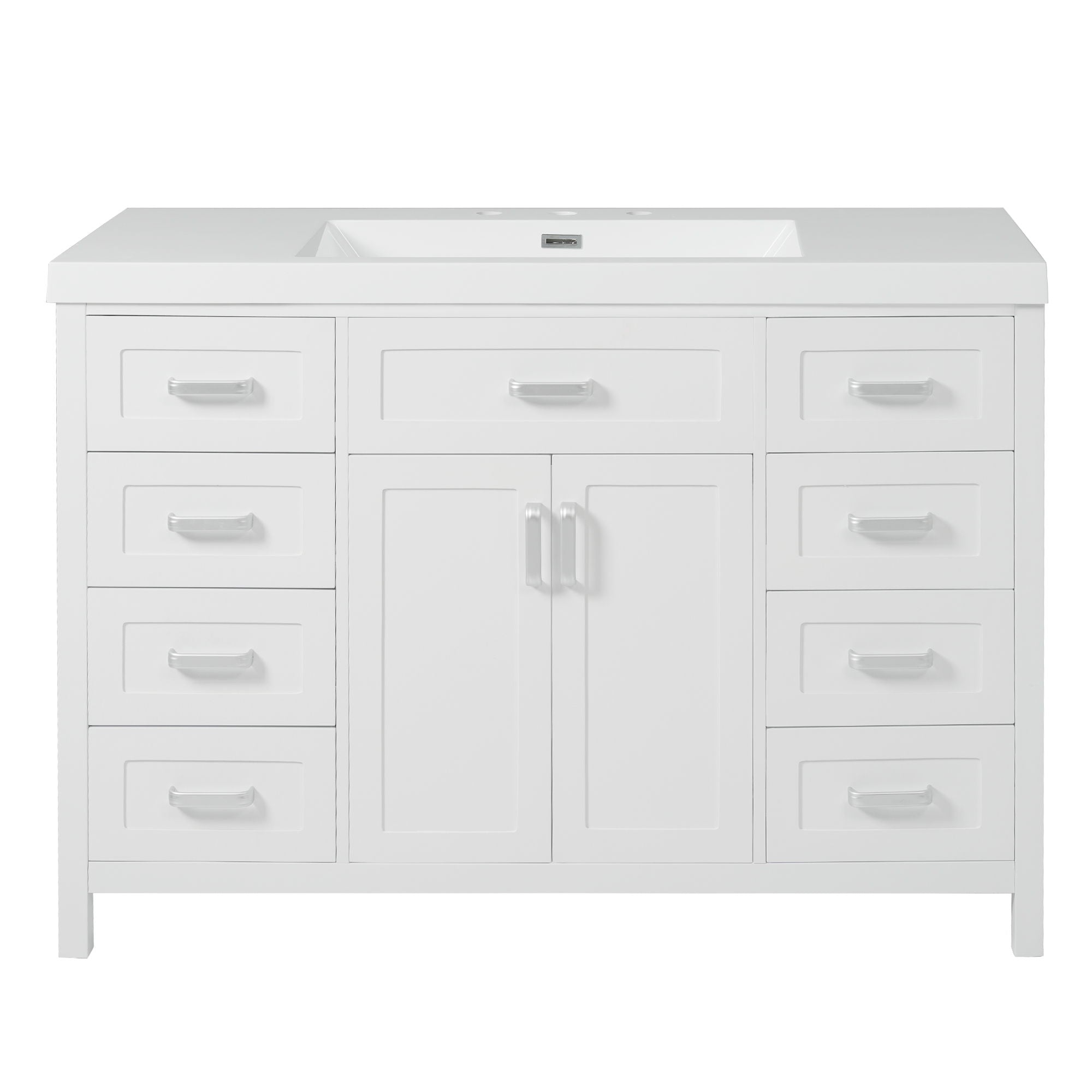 Bathroom Vanity With Sink, 2 Doors 8 Drawers, Soft Close System, Classic Design