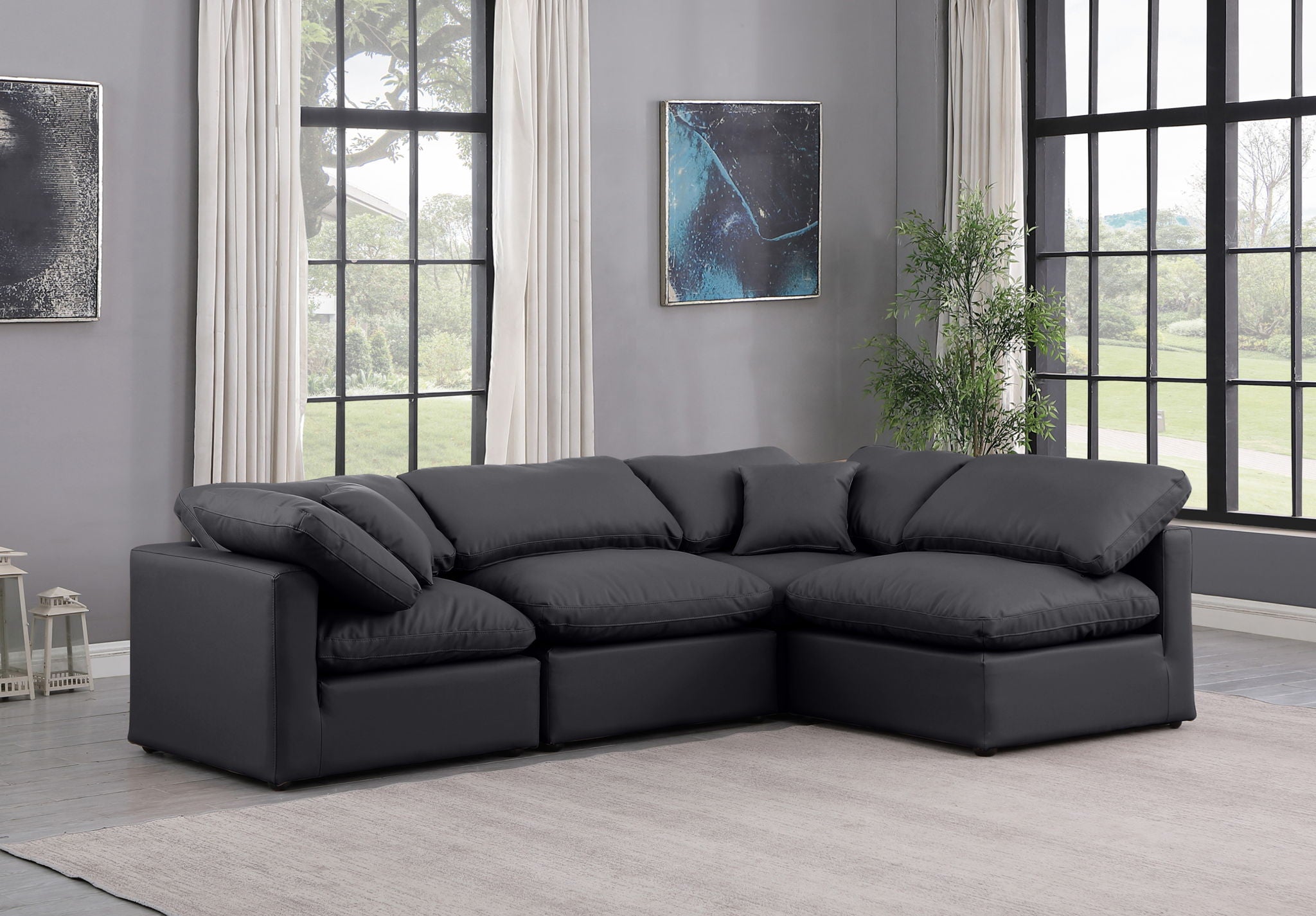 Indulge - Faux Leather 4 Piece Modular Sectional