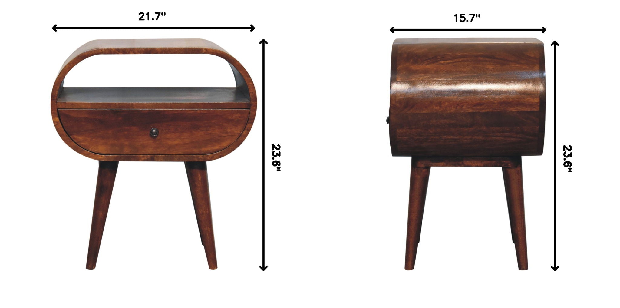 Large Chestnut Circular Bedside