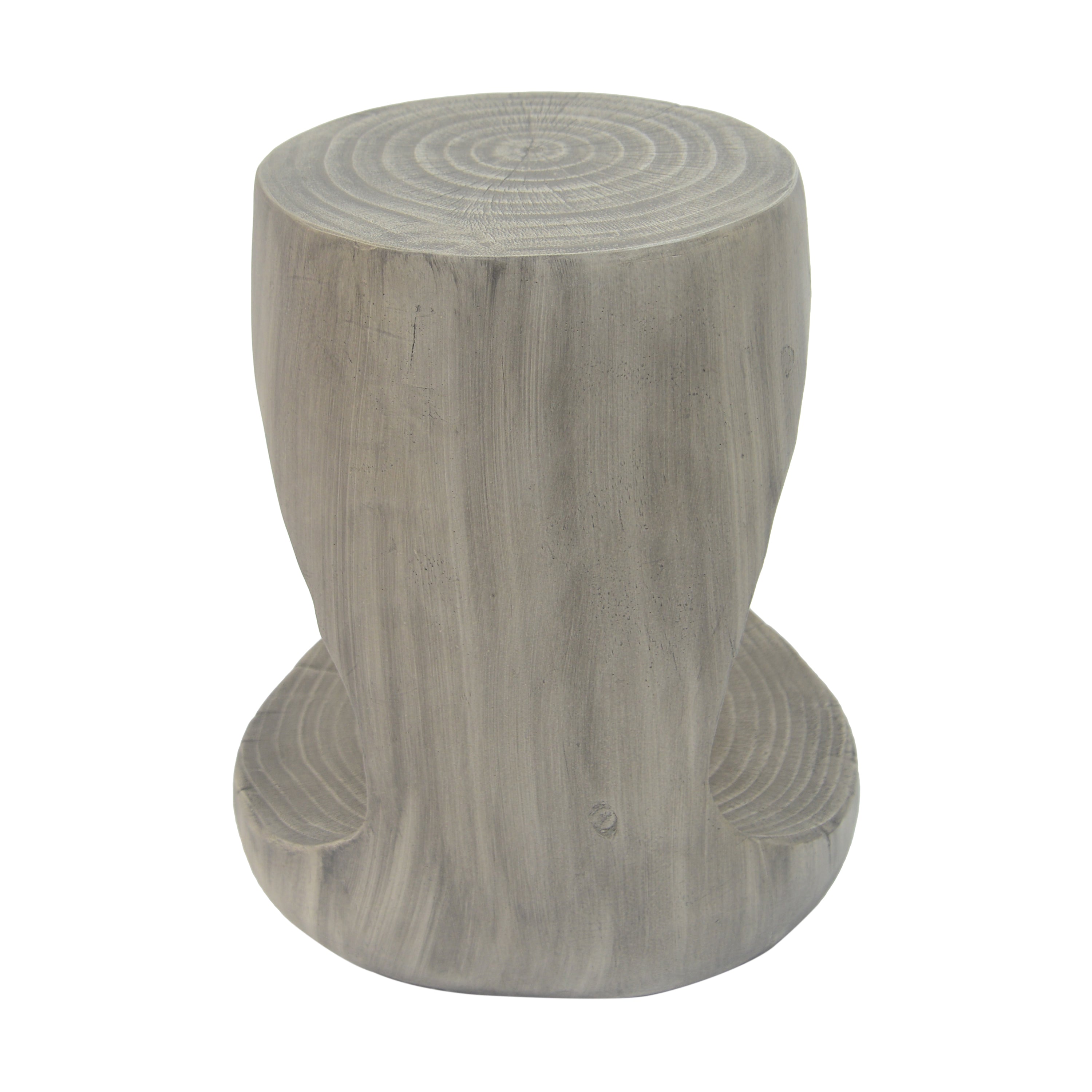 Hollow Side Table Wood-Like Texture Grey