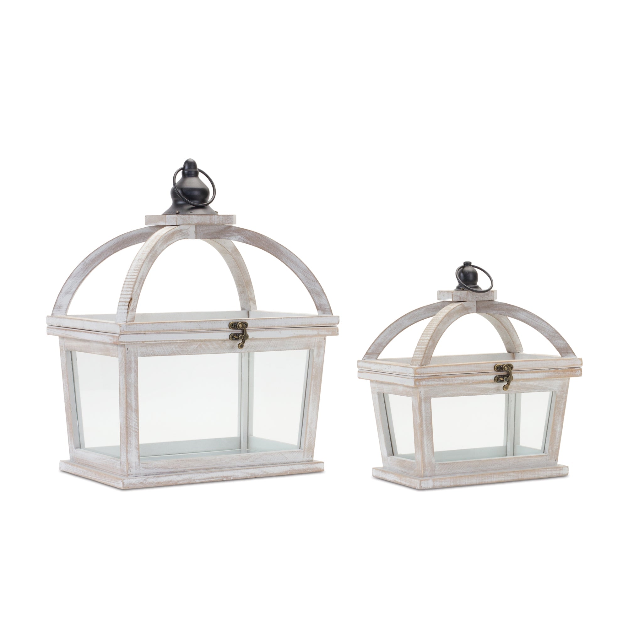 Tapered-wood-lantern-with-open-lid-(set-of-2)-Outdoor-Lighting