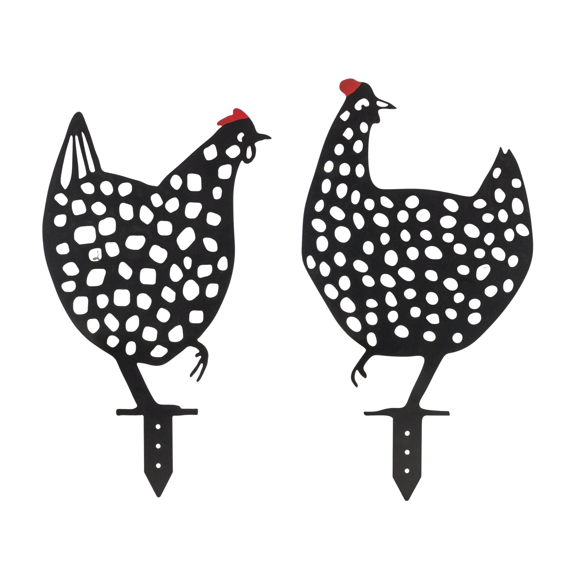 Punched-metal-chicken-garden-stake-(set-of-4)-Garden-Decor
