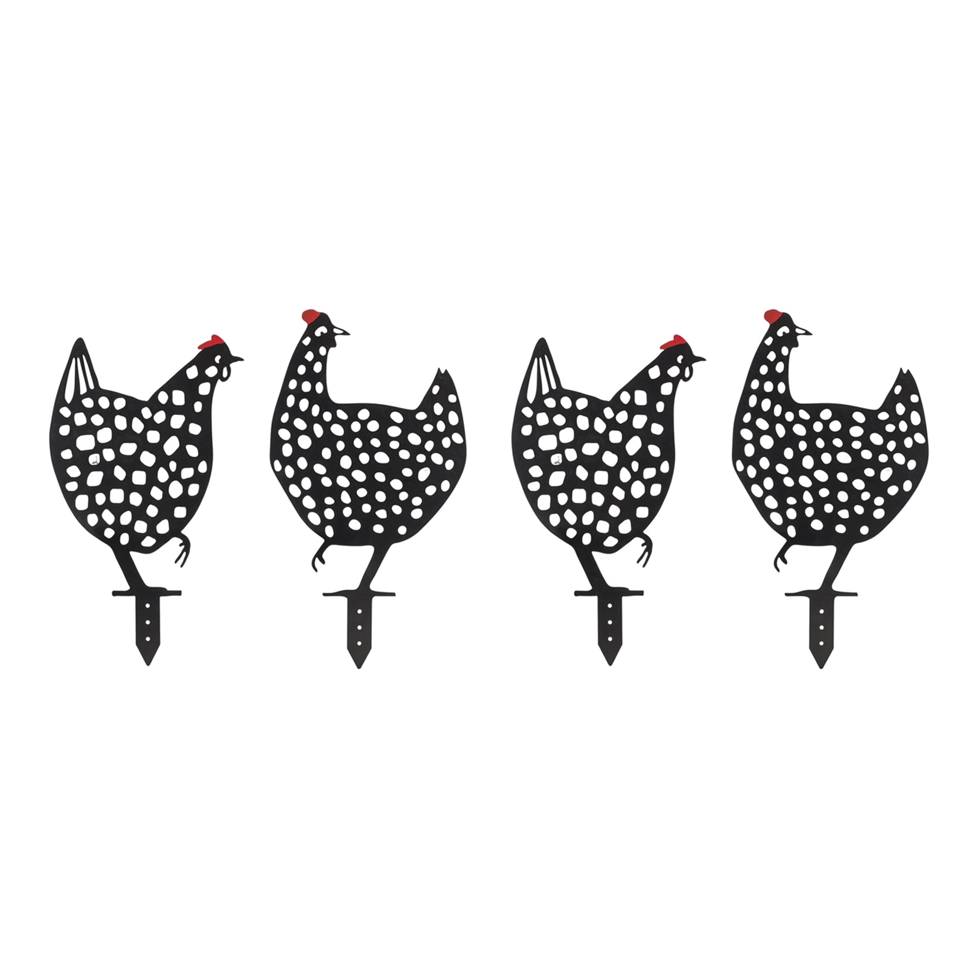 Punched metal chicken garden stake (set of 4)