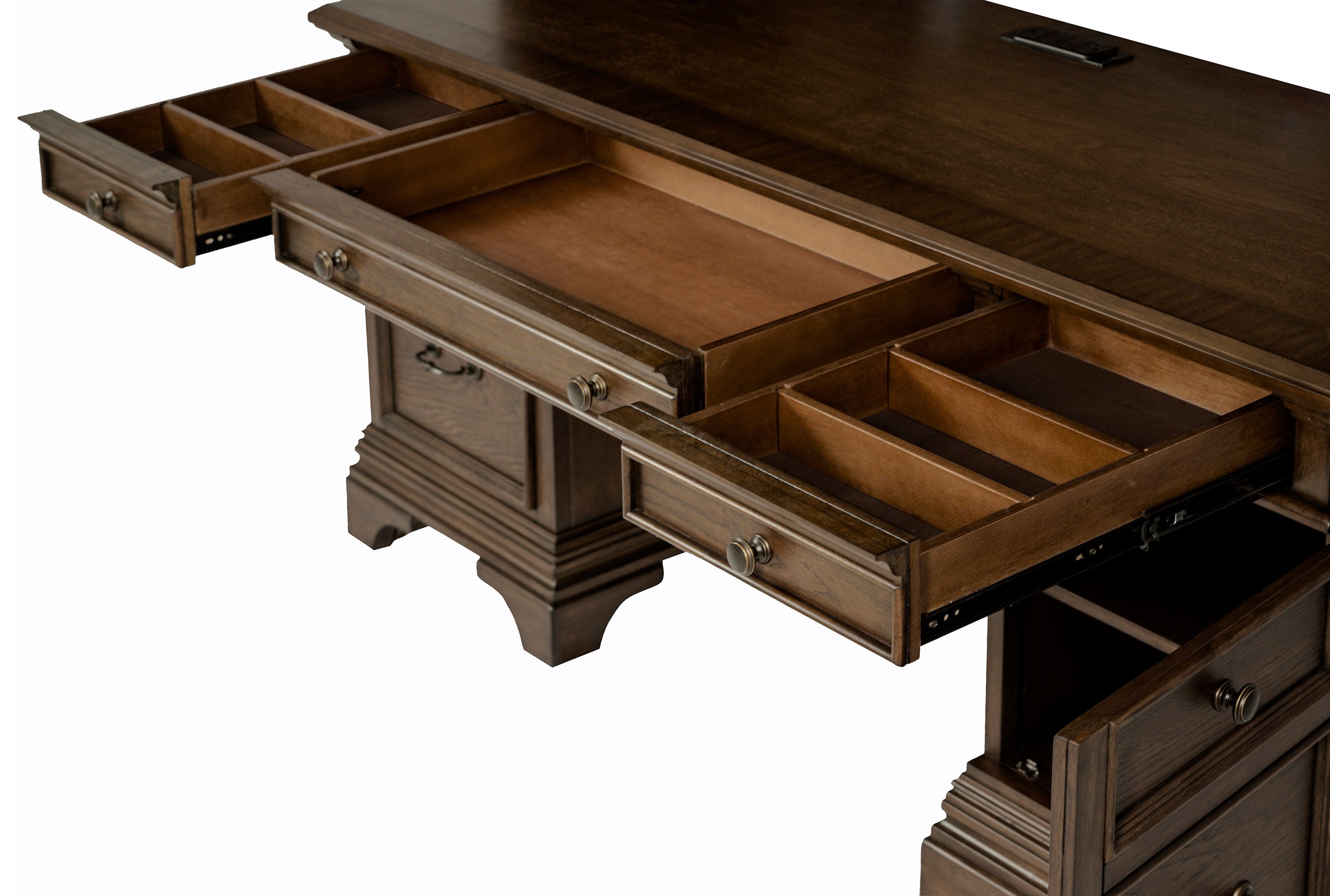 Hartshill 66-inch 5-drawer Credenza Office Desk Burnish Oak-CoasterElevations