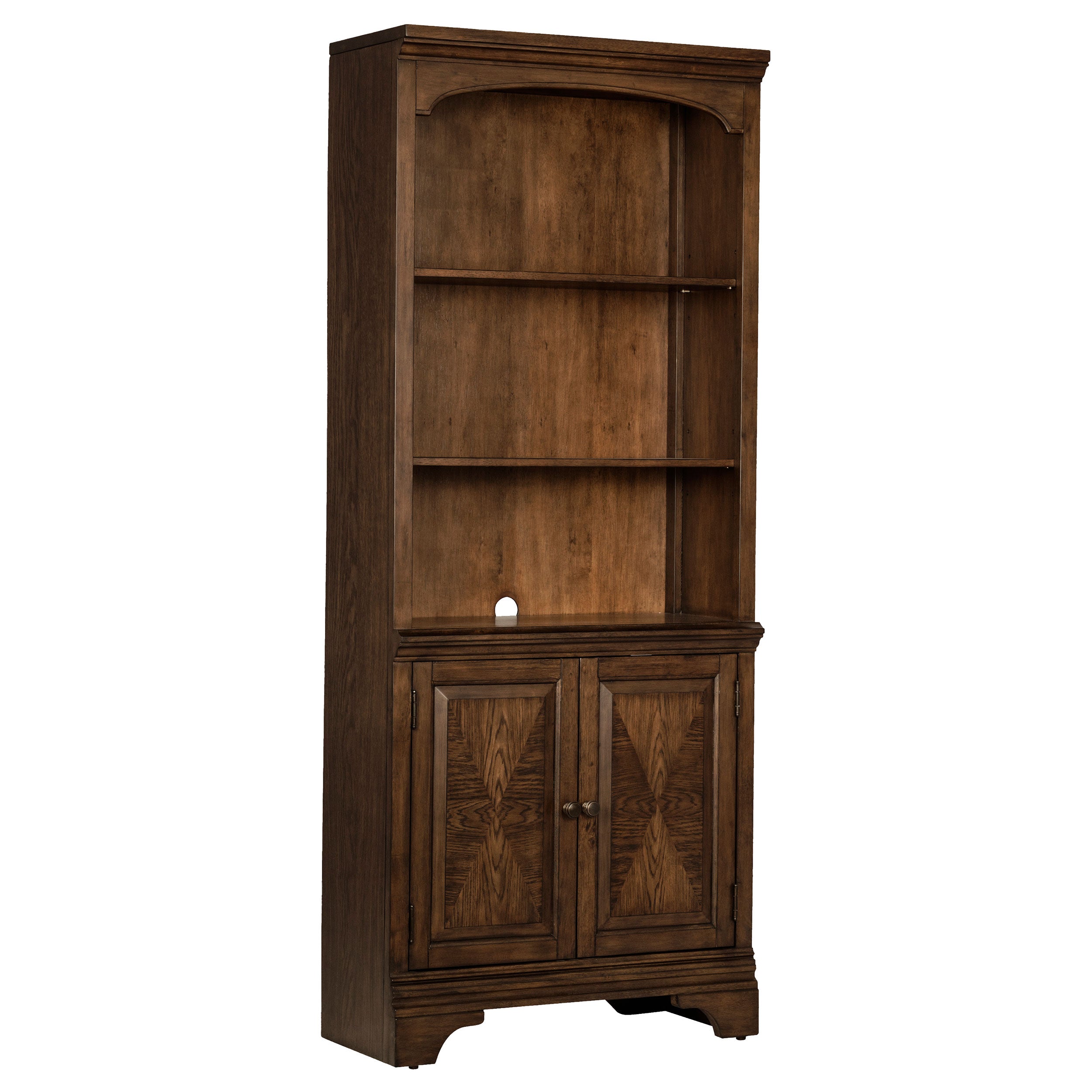 Hartshill 78-inch 3-shelf Cabinet Bookcase Burnished Oak-CoasterElevations