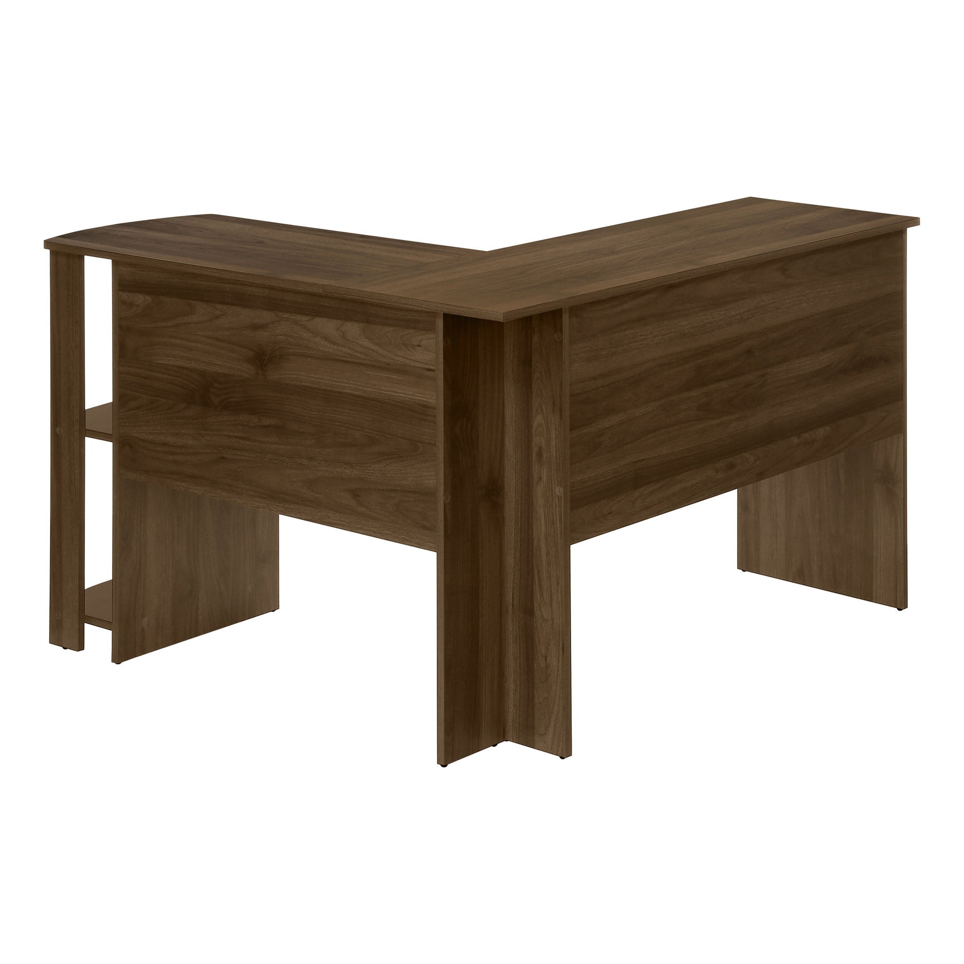 Computer Desk, Home Office, Corner, Storage Shelves, L Shape, Laptop, Contemporary & Modern - Walnut - Best Buy Furniture