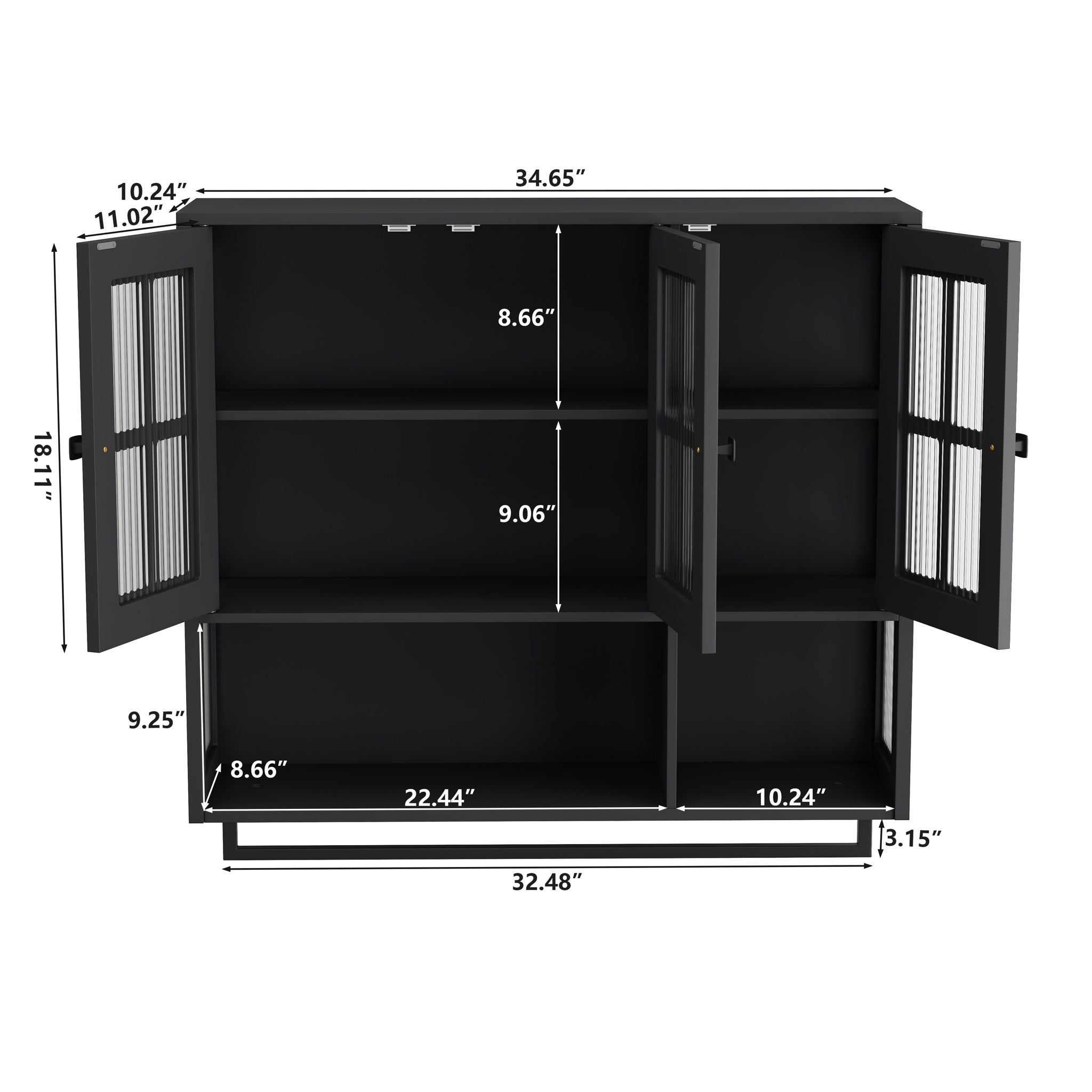 3 Door Wall Cabinet With Glass Door And Towel Bar