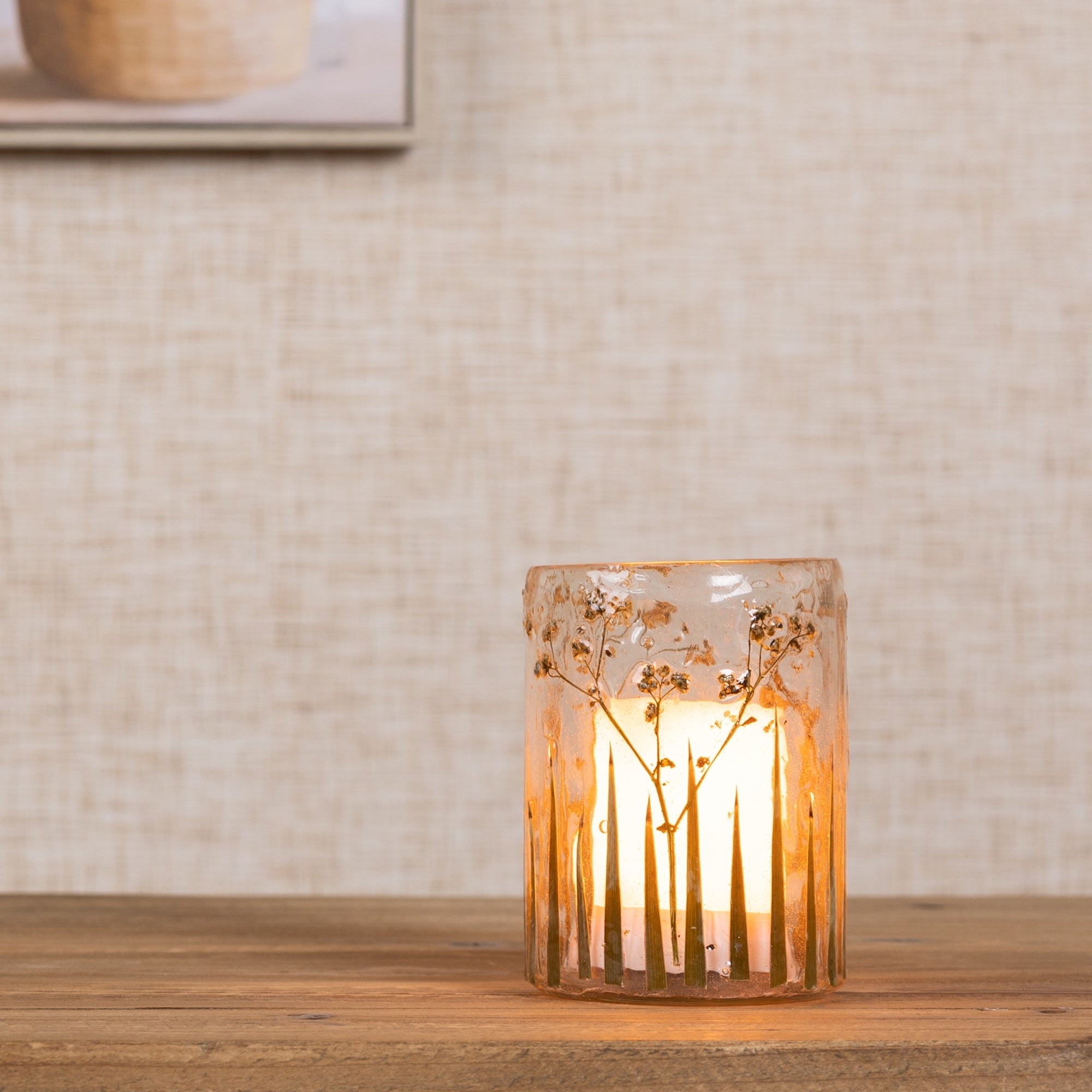 Dried Floral Glass Candle Holder (Set of 3)