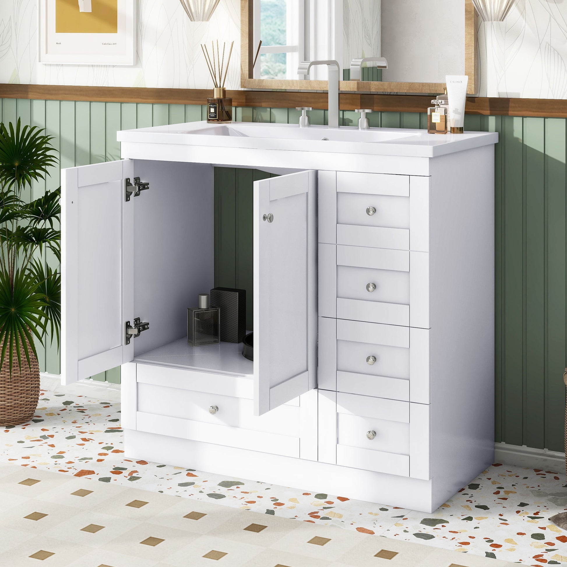 Shaker Free Standing Bathroom Vanity Cabinet With Sink, Soft Close Drawers, Soft Close Doors - Best Buy Furniture