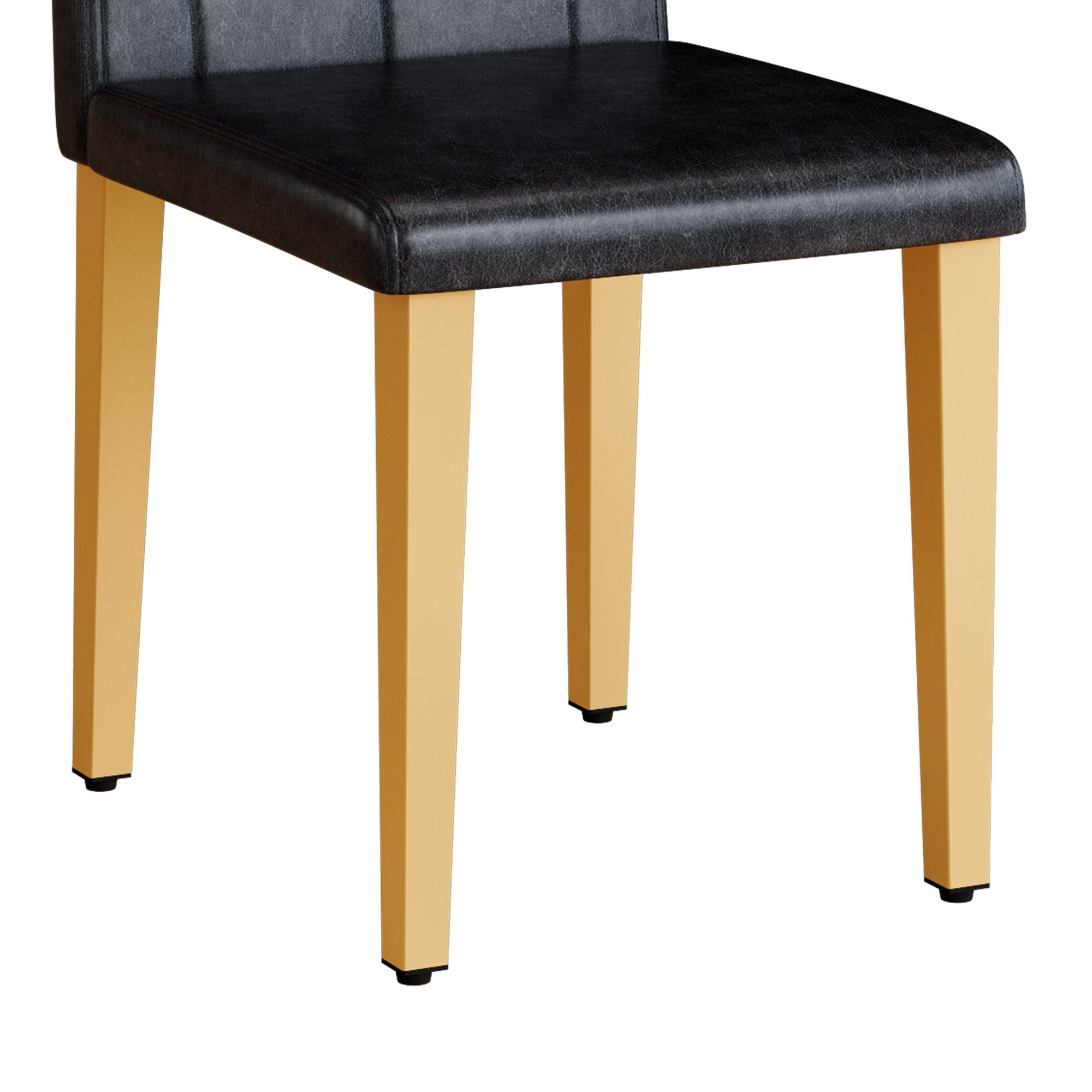 Dining Chairs With Ergonomic Buckle Backrest, Comfortable & Textured For Home (Set of 4) - Black / Gold