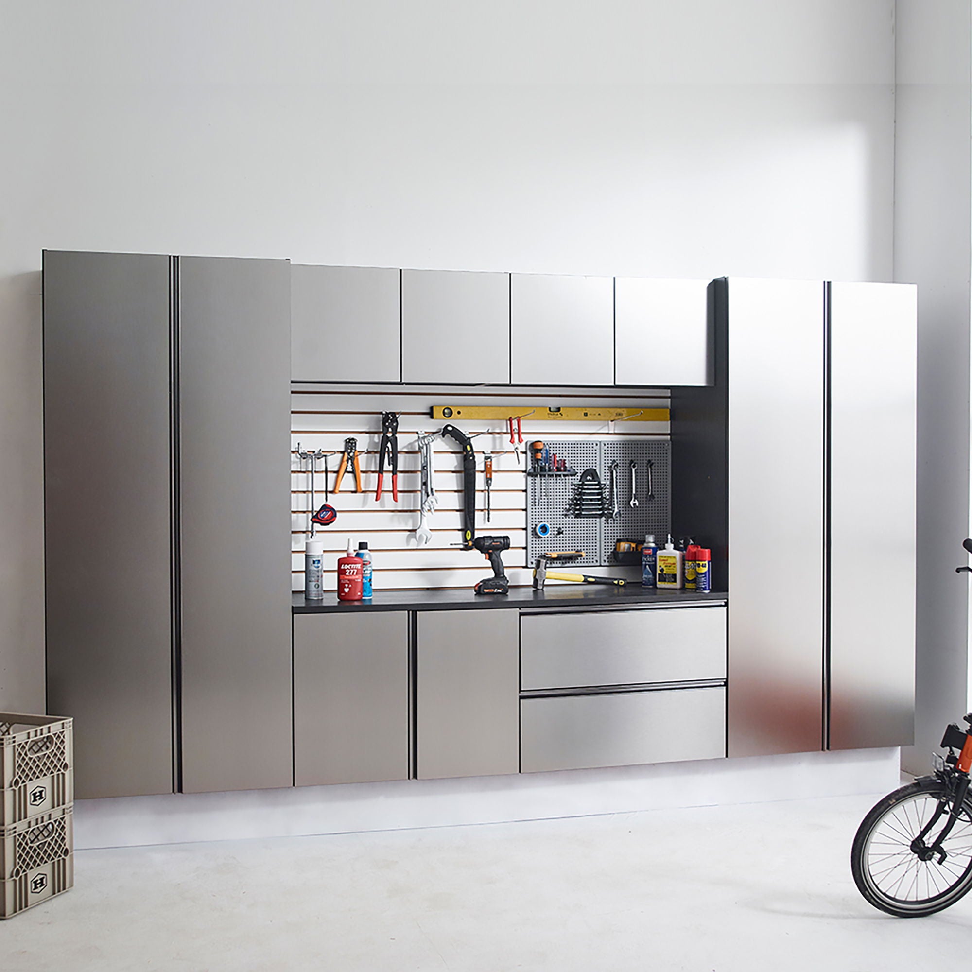 Nova - Series Garage Cabinet Set A With Soft Closing Doors - Metallic Gray