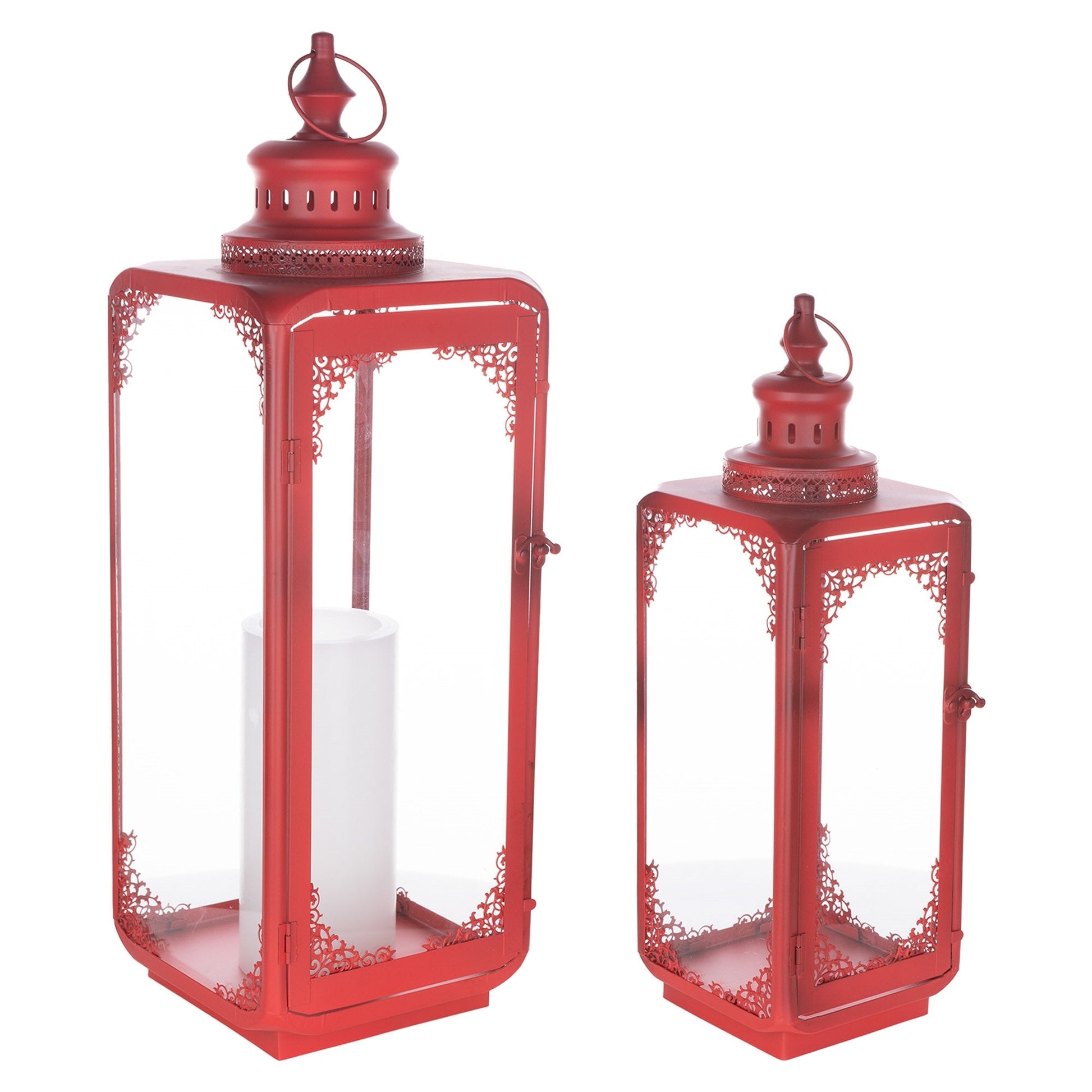 Ornate-Curved-Metal-Lantern-(Set-of-2)-Outdoor-Lighting