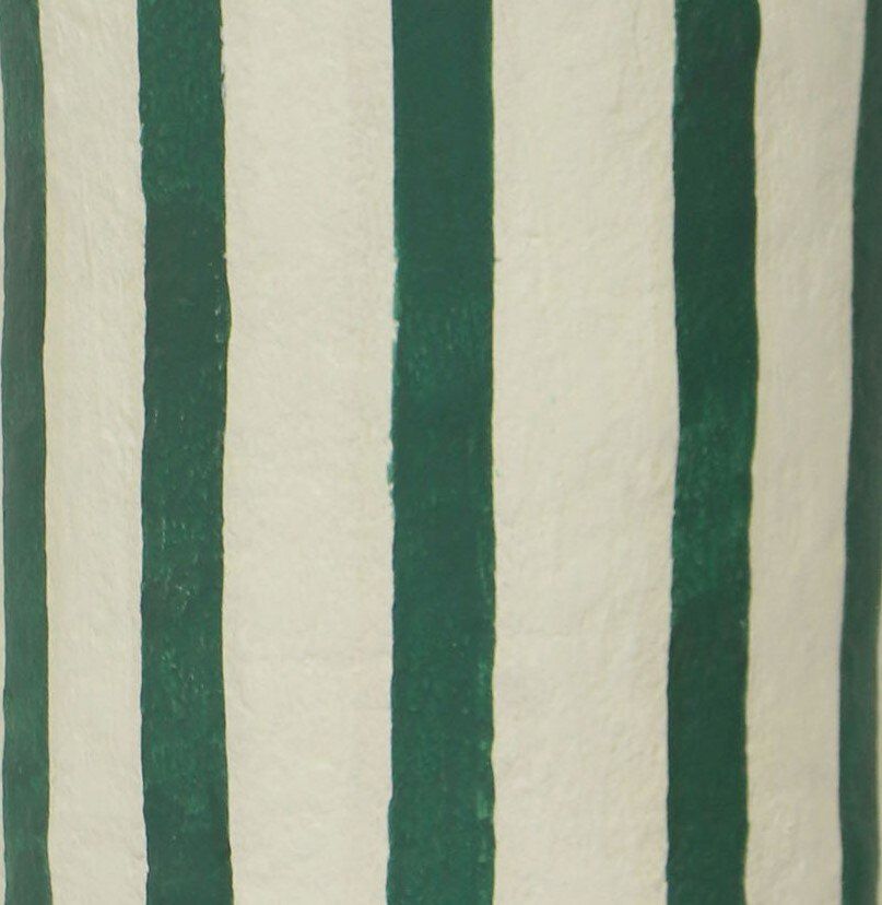 Maiori - Striped Papier Mache Table Lamp - Dark Green / White