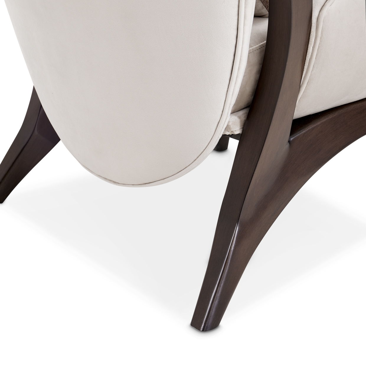 Camellia Field - Velvet Accent Chair - Beige / Dark Brown