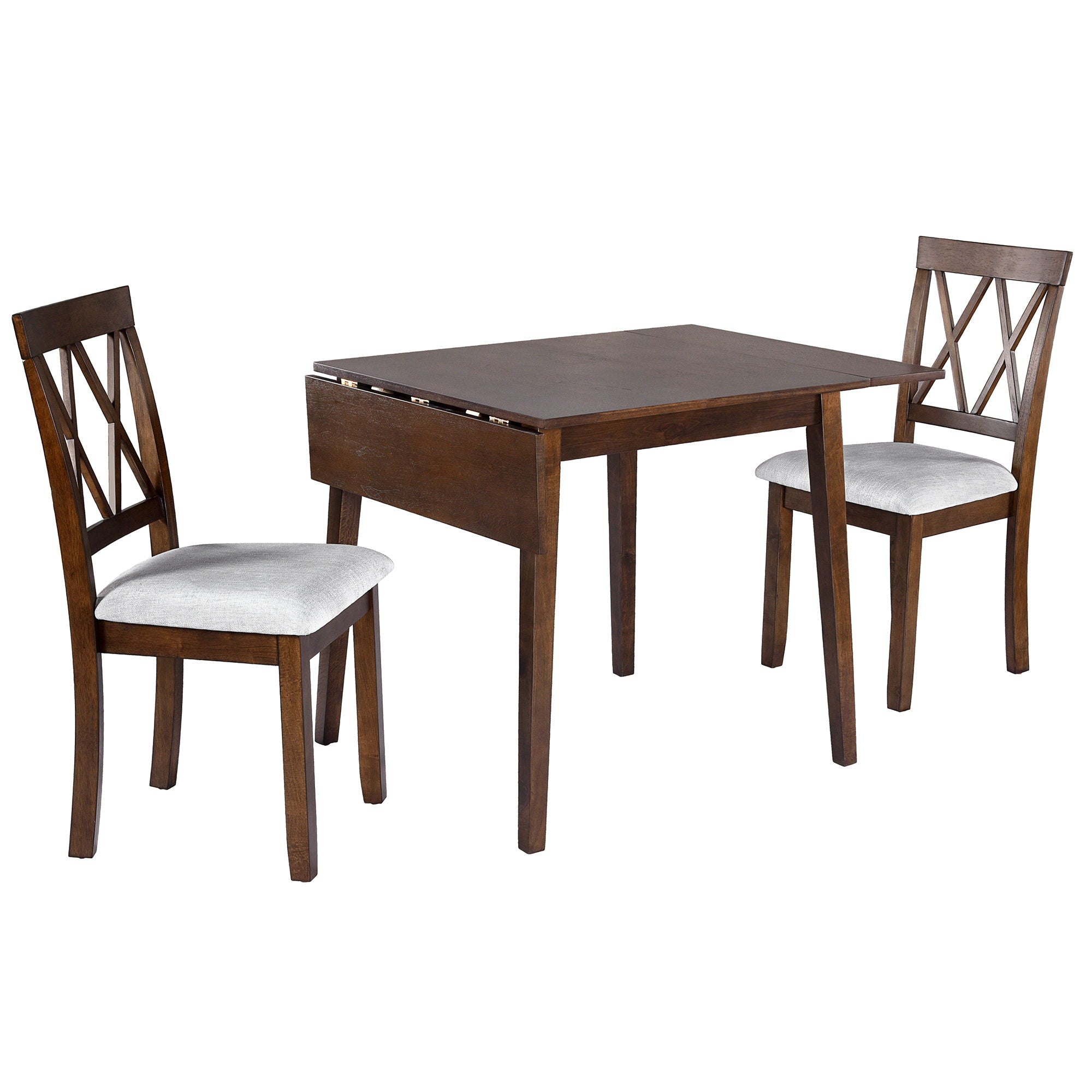 3 Piece Kitchen Dining Set With Drop Leaf Dining Table And 2 Dining Upholstered Chairs, Dining Room Set For Small Places - Brown - Best Buy Furniture