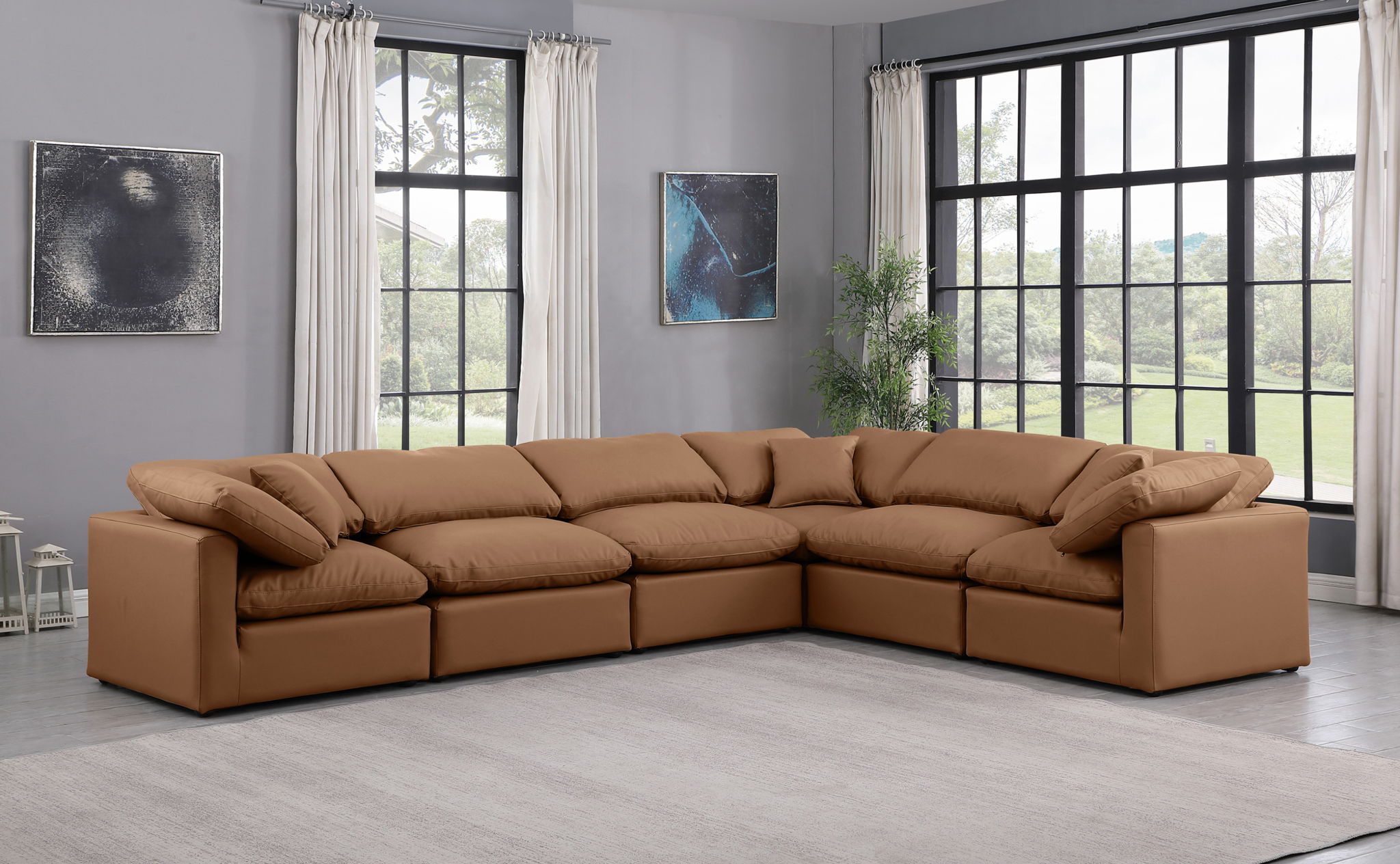 Indulge - Faux Leather 6 Piece Modular Corner Sectional