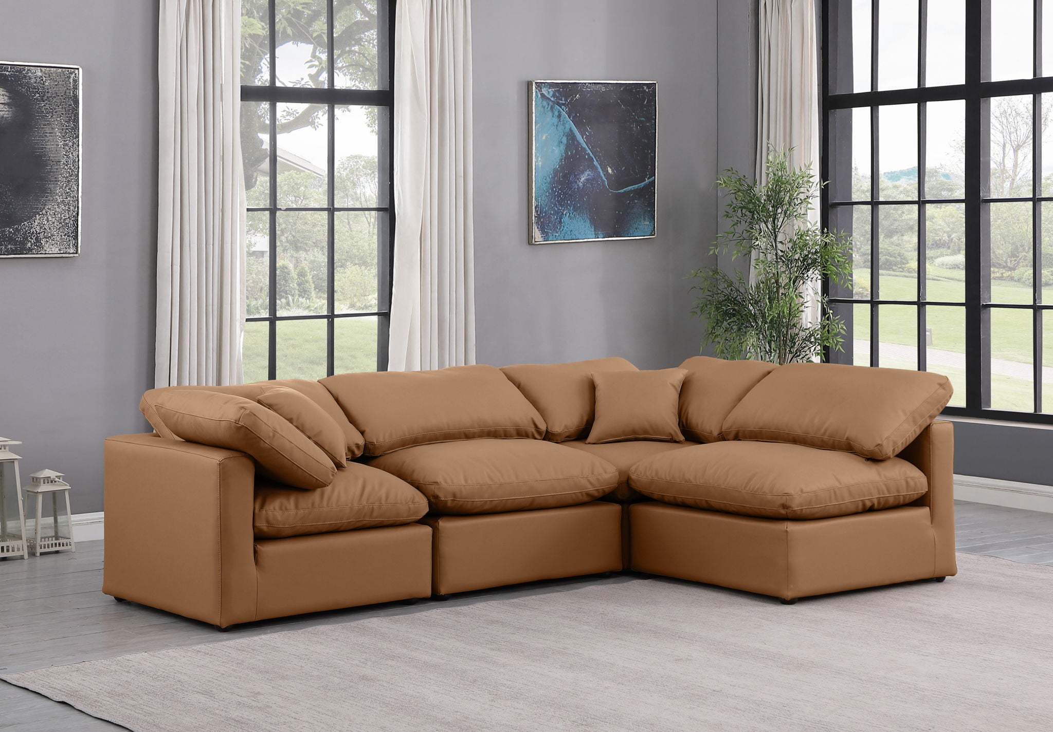 Indulge - Faux Leather 4 Piece Modular Sectional - Best Buy Furniture