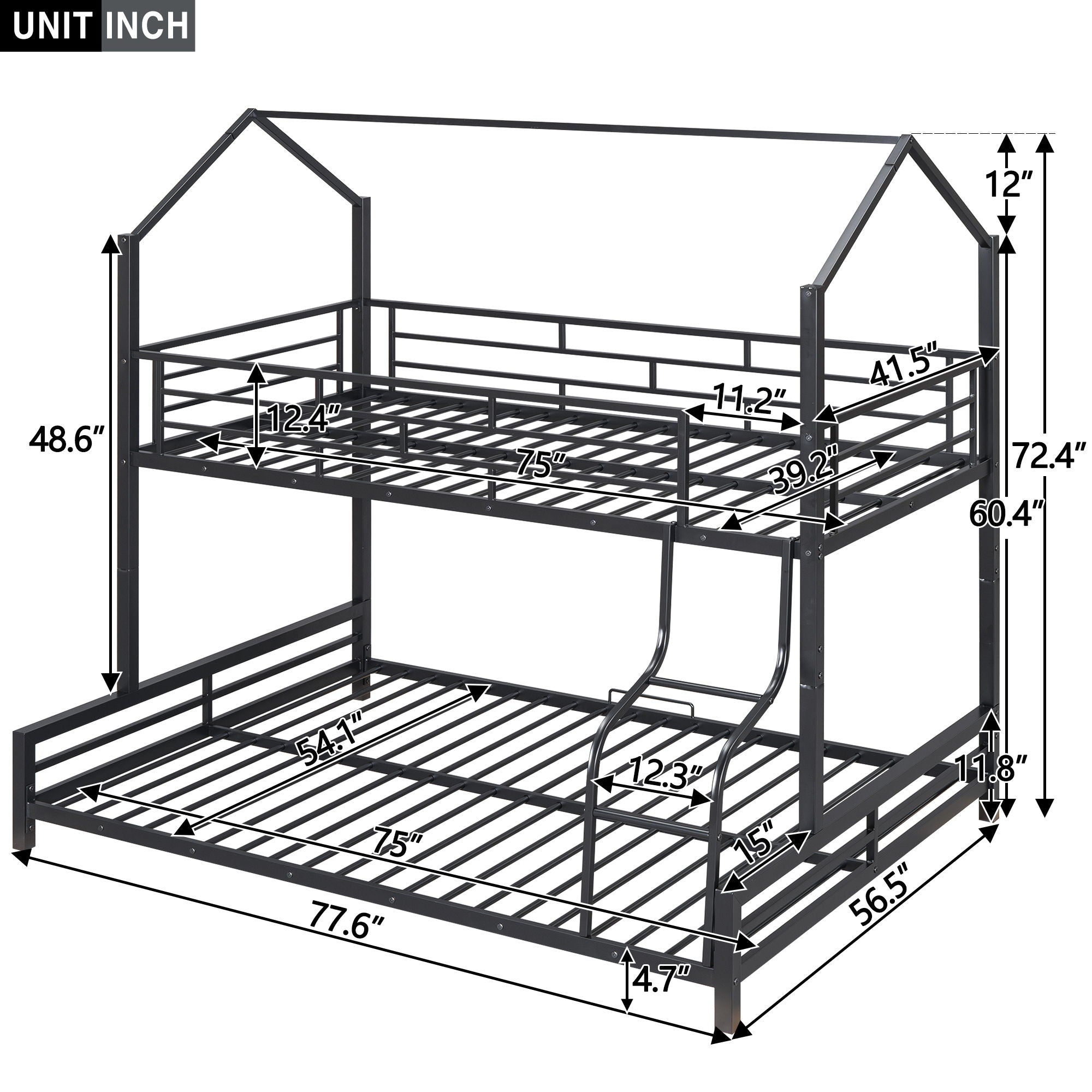 Sturdy Frame House Bunk Bed