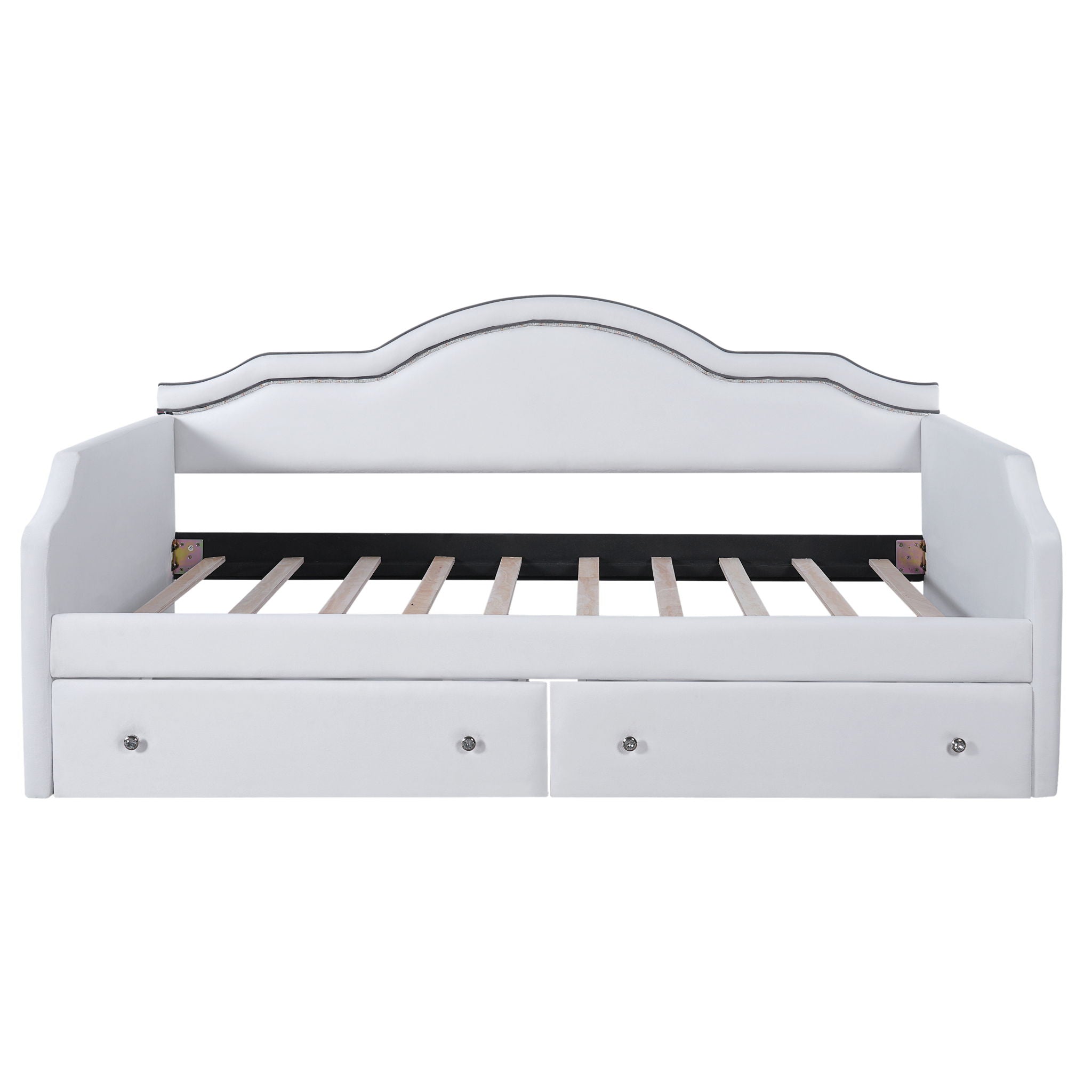 Upholstered Daybed With LED Lights And 2 Drawersme