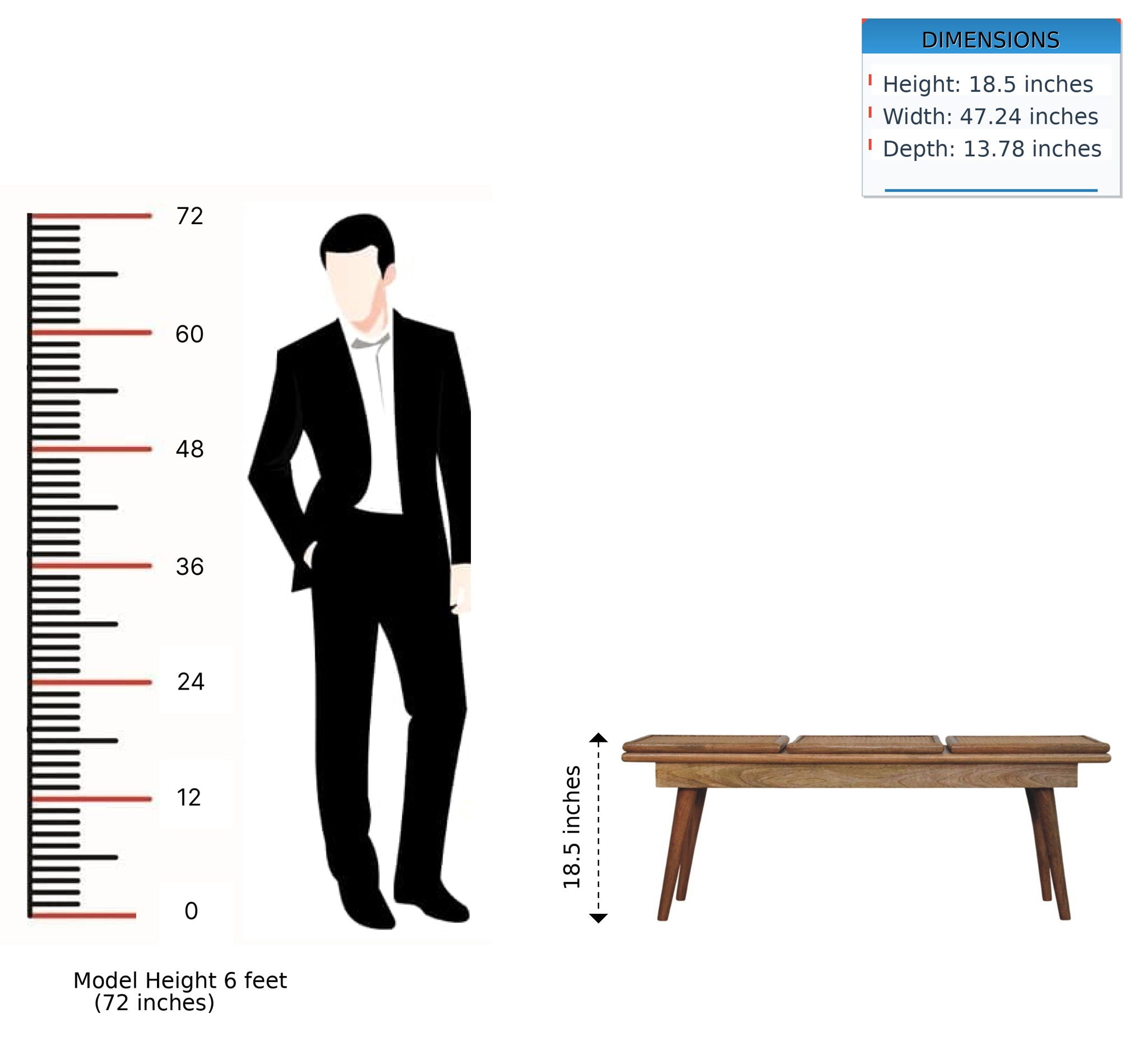 Larissa - Triple Accent Cane Bench - Beige