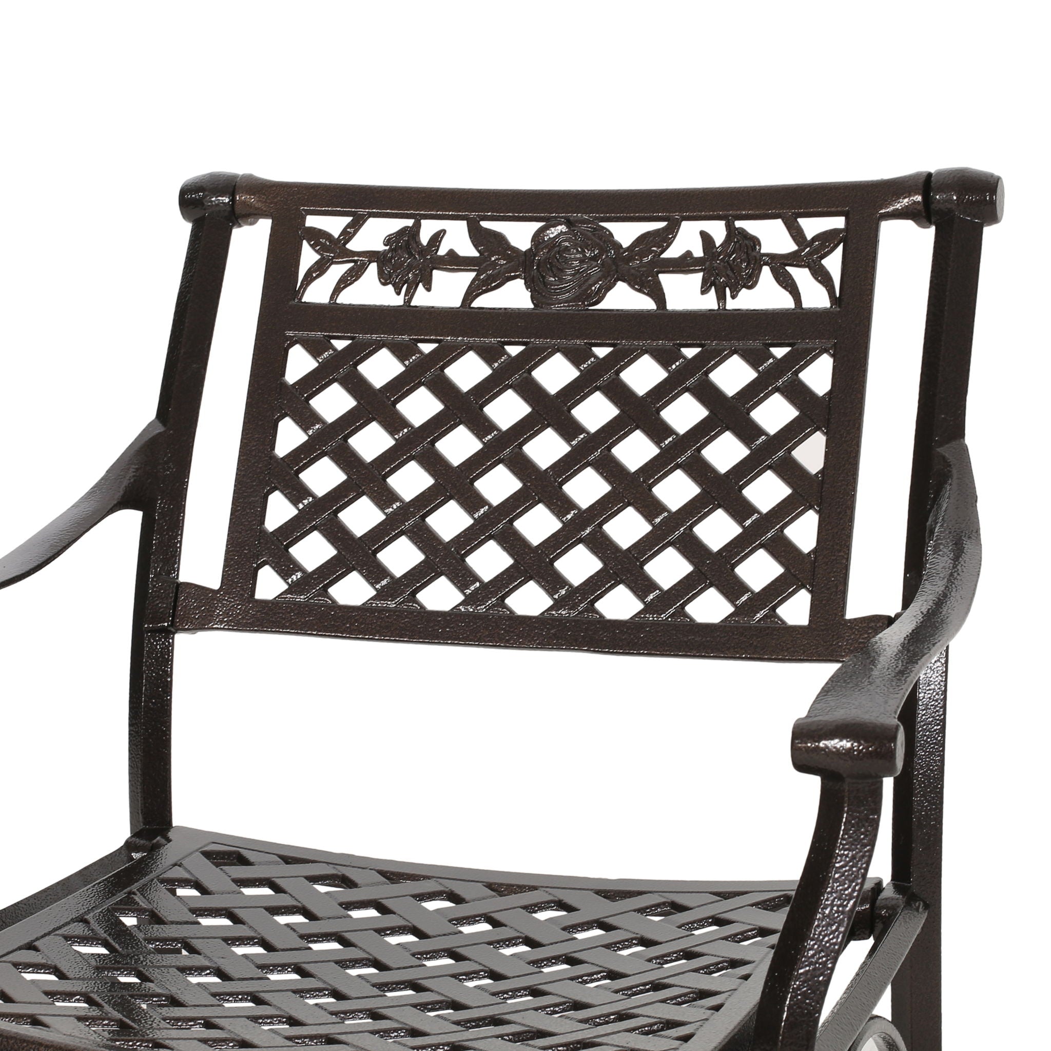 Cast Aluminum Dining Chair With Hand Crafted Details - Bronze