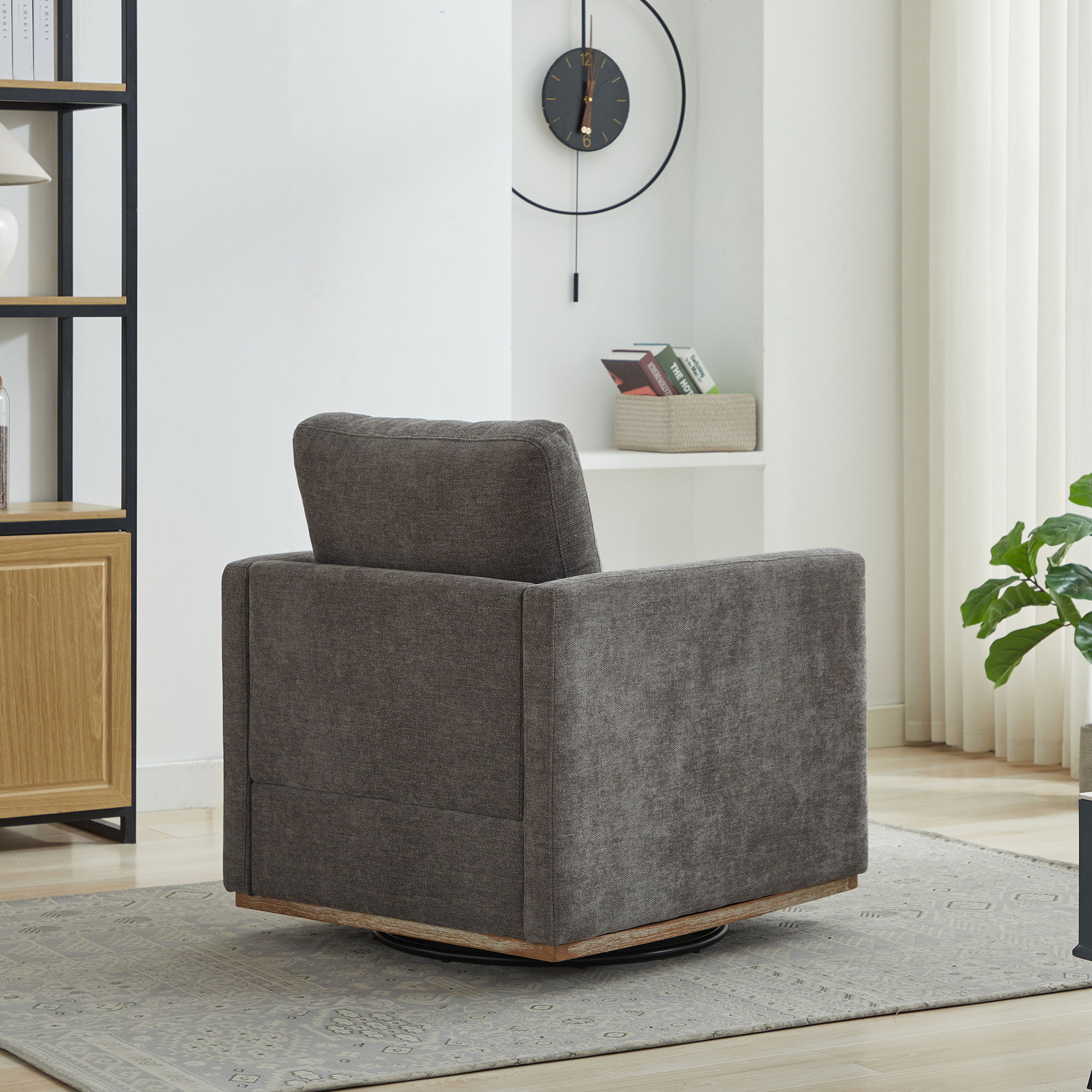Square Upholstered Swivel Accent Chair For Living Room