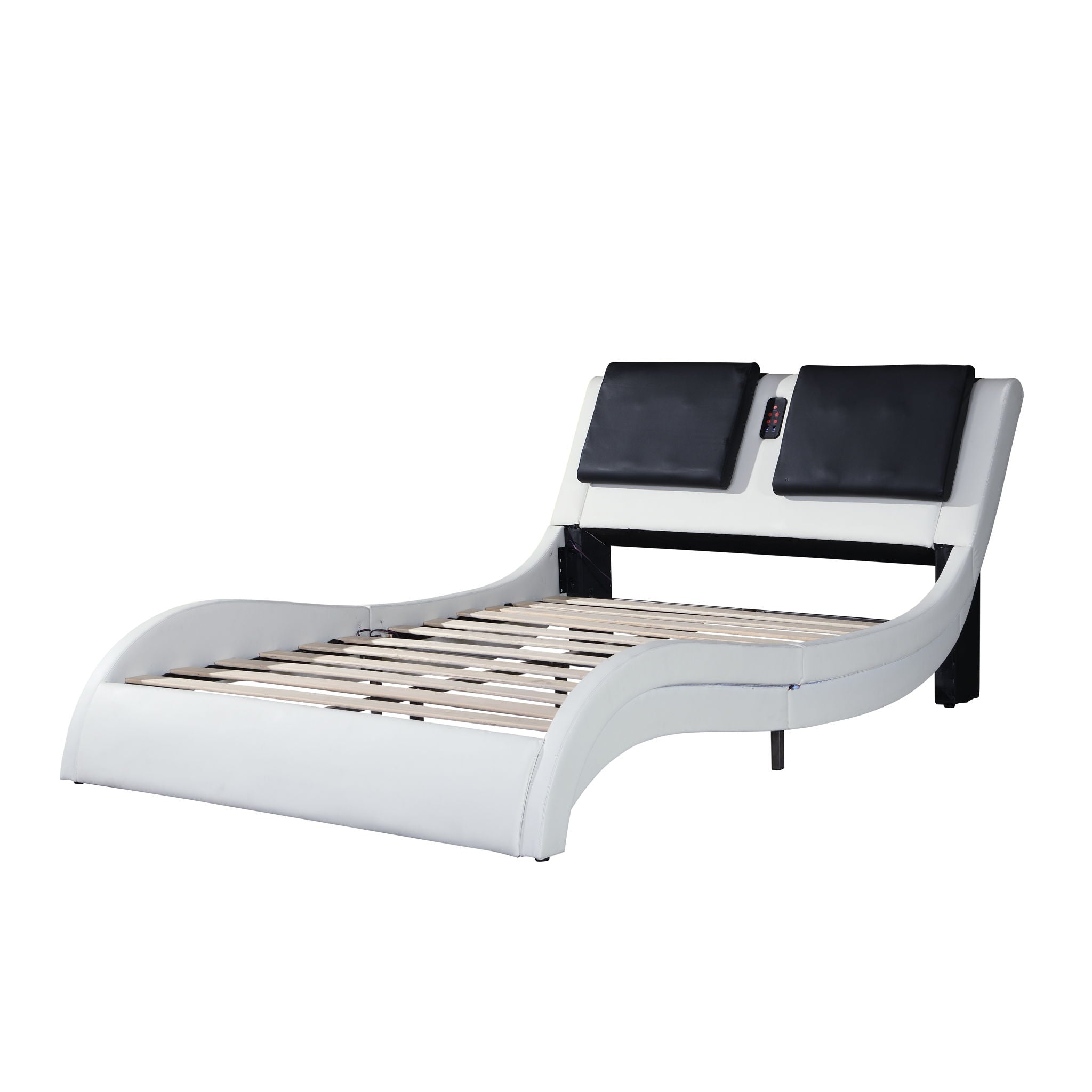 Platform Bed Frame With LED Lighting, Bluetooth Music, Vibration Massage