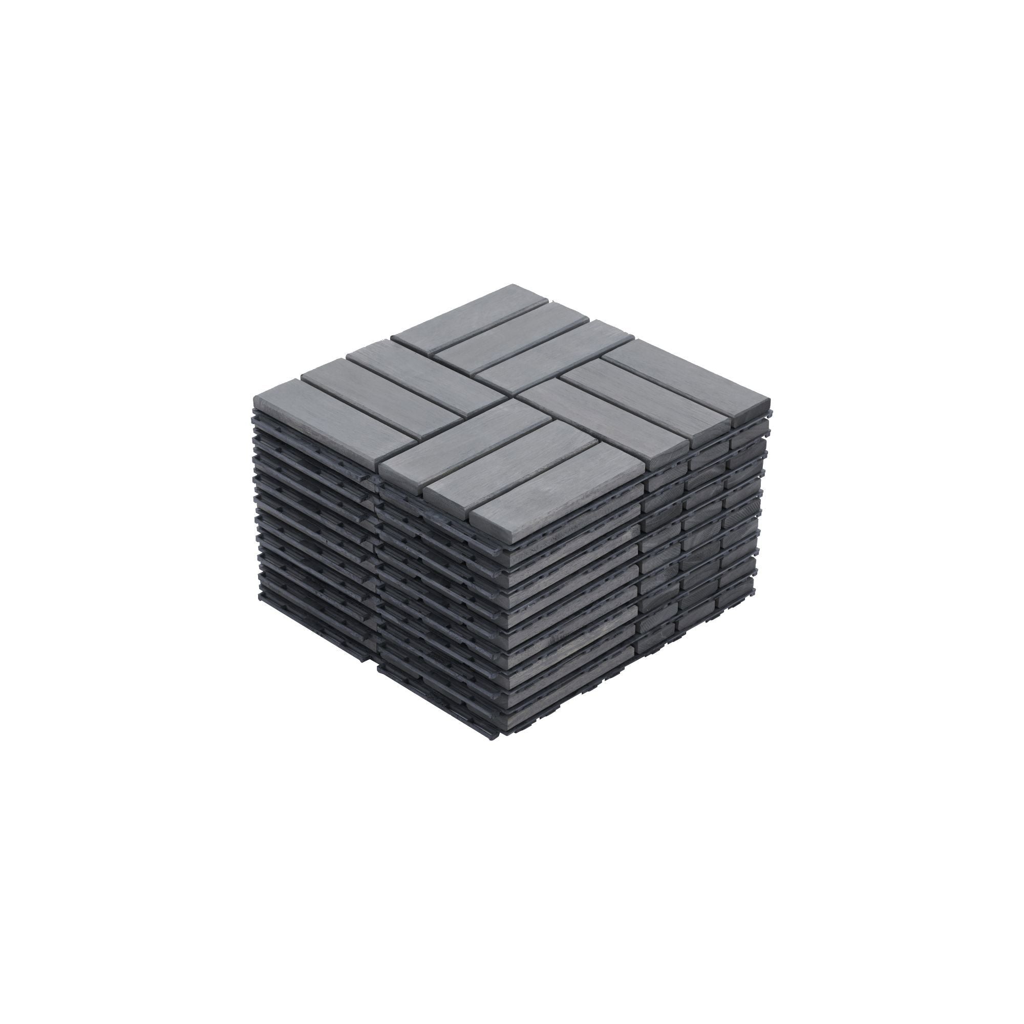 Acacia Wood Interlocking Deck Tiles Checker Pattern For Outdoor Flooring