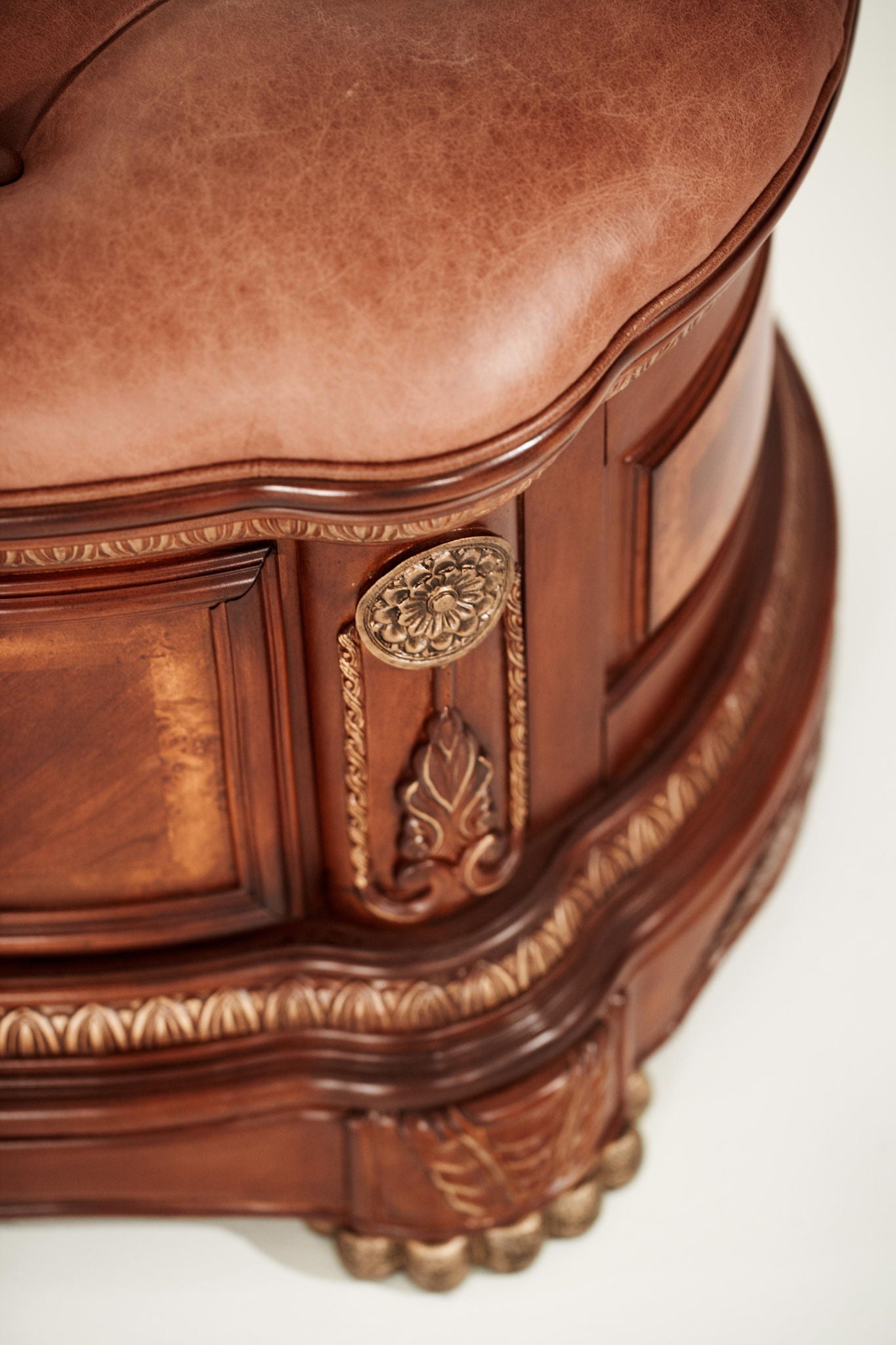 Cortina - Leather Bedside Bench - Honey Walnut