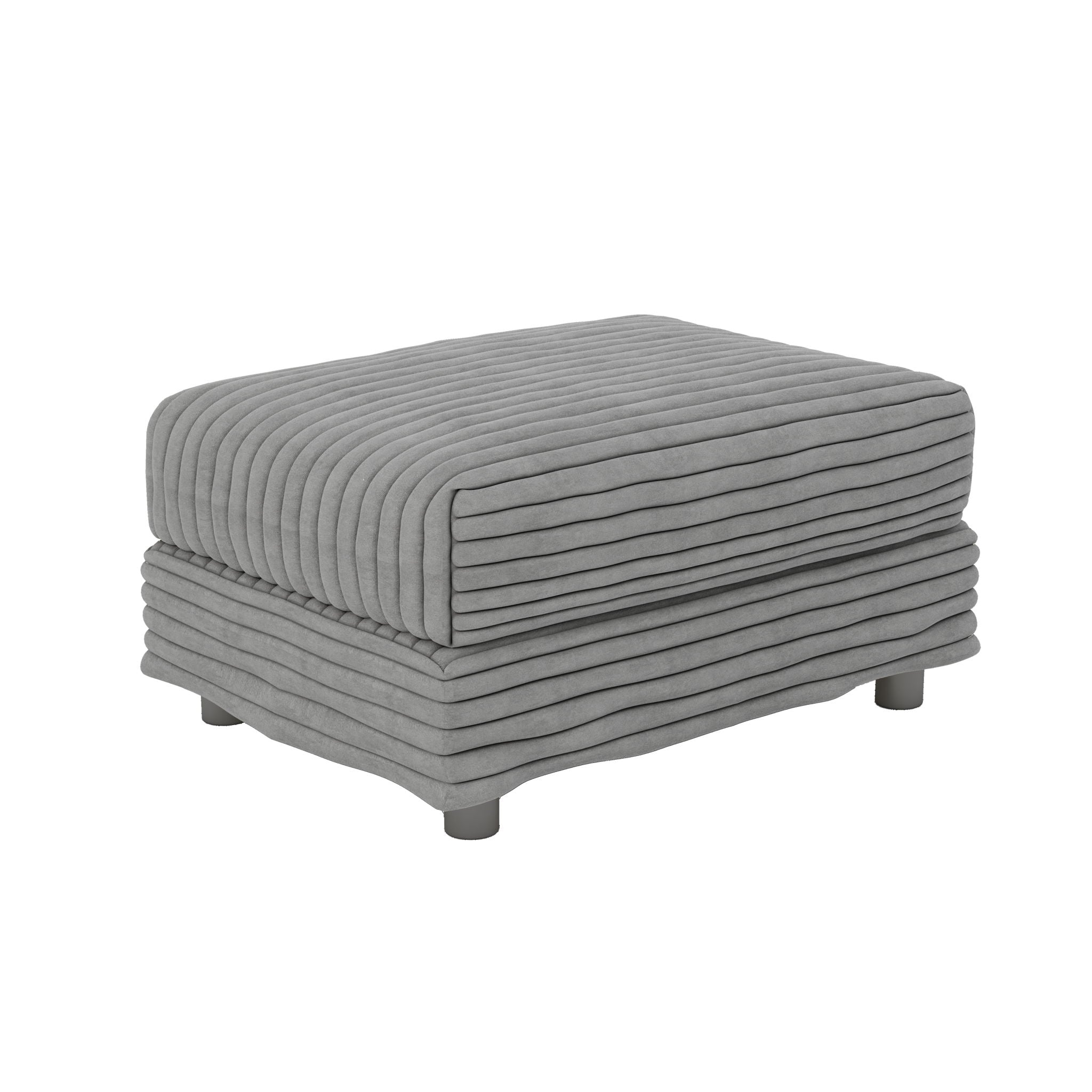 Plush Corduroy 4 Seat Sofa With Soft Pillows And Movable Ottoman